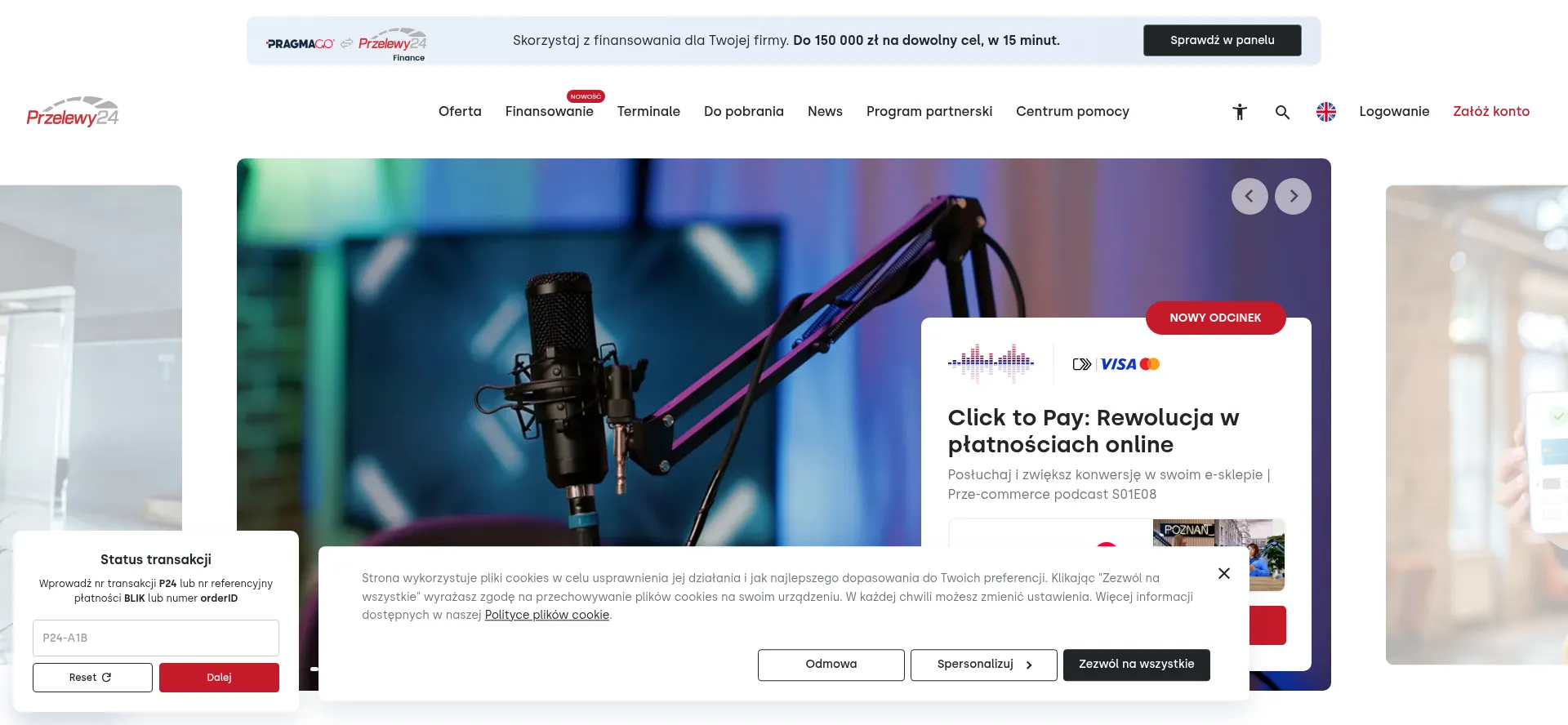 Website screenshot of Sklep.przelewy24.pl