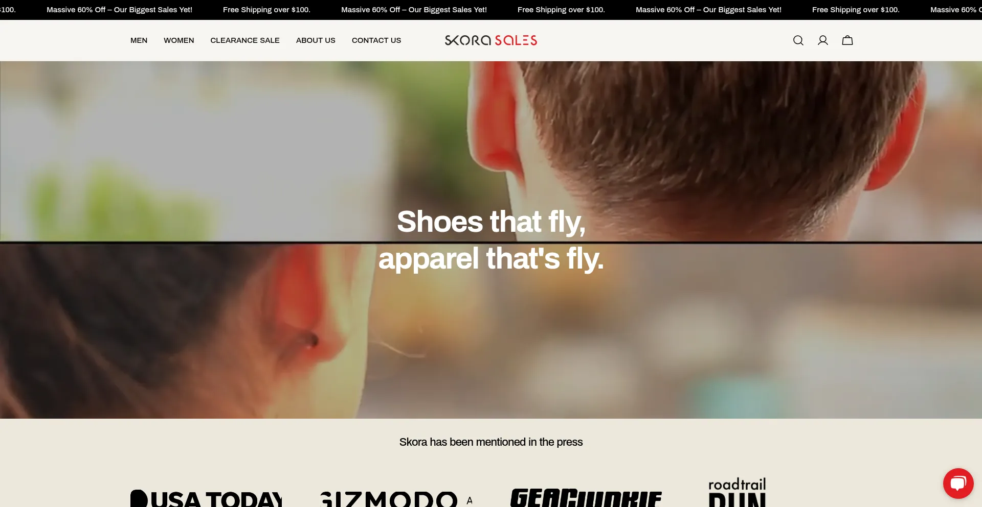 Website screenshot of Skorarunningsales.com