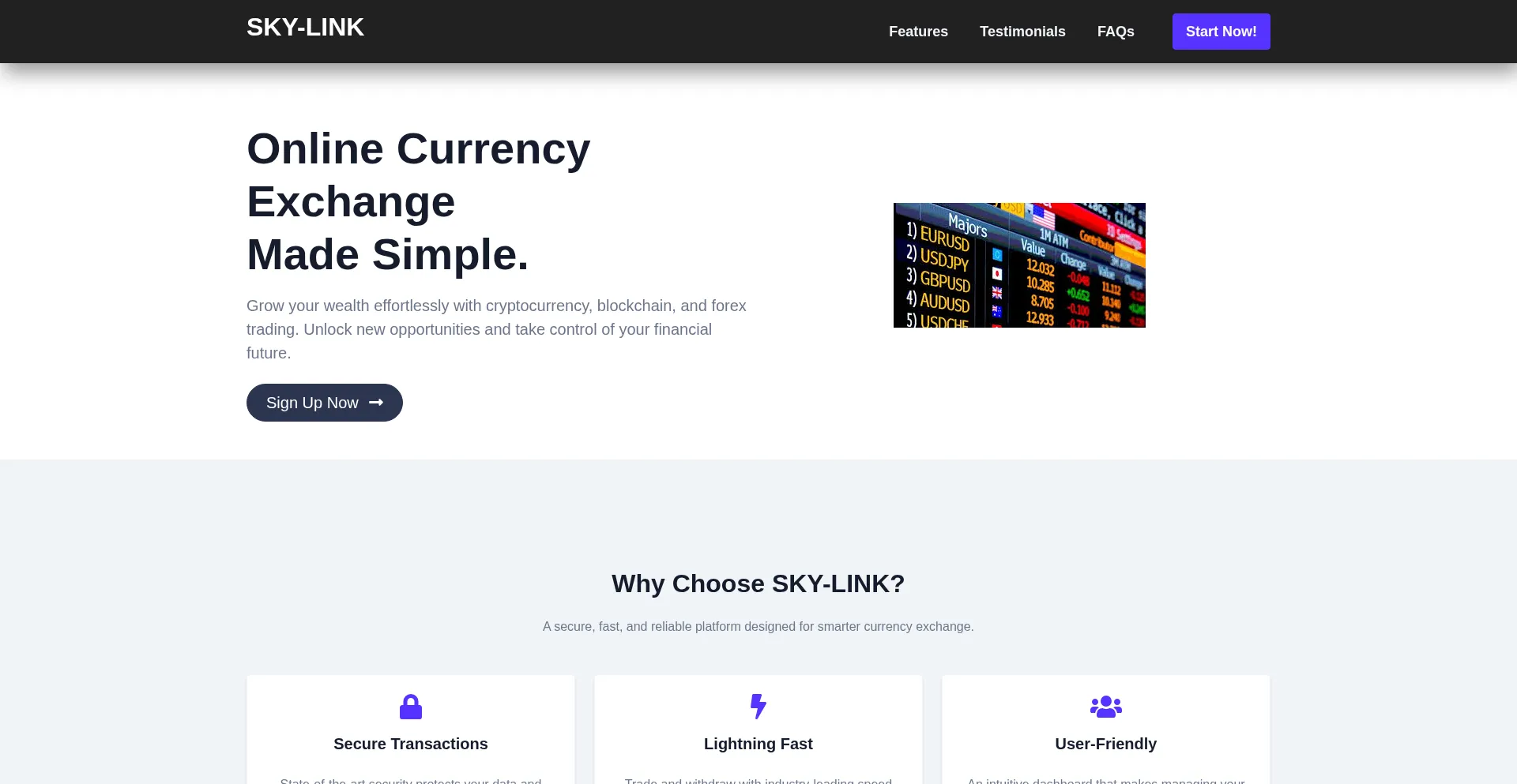 Website screenshot of Sky-link.tech