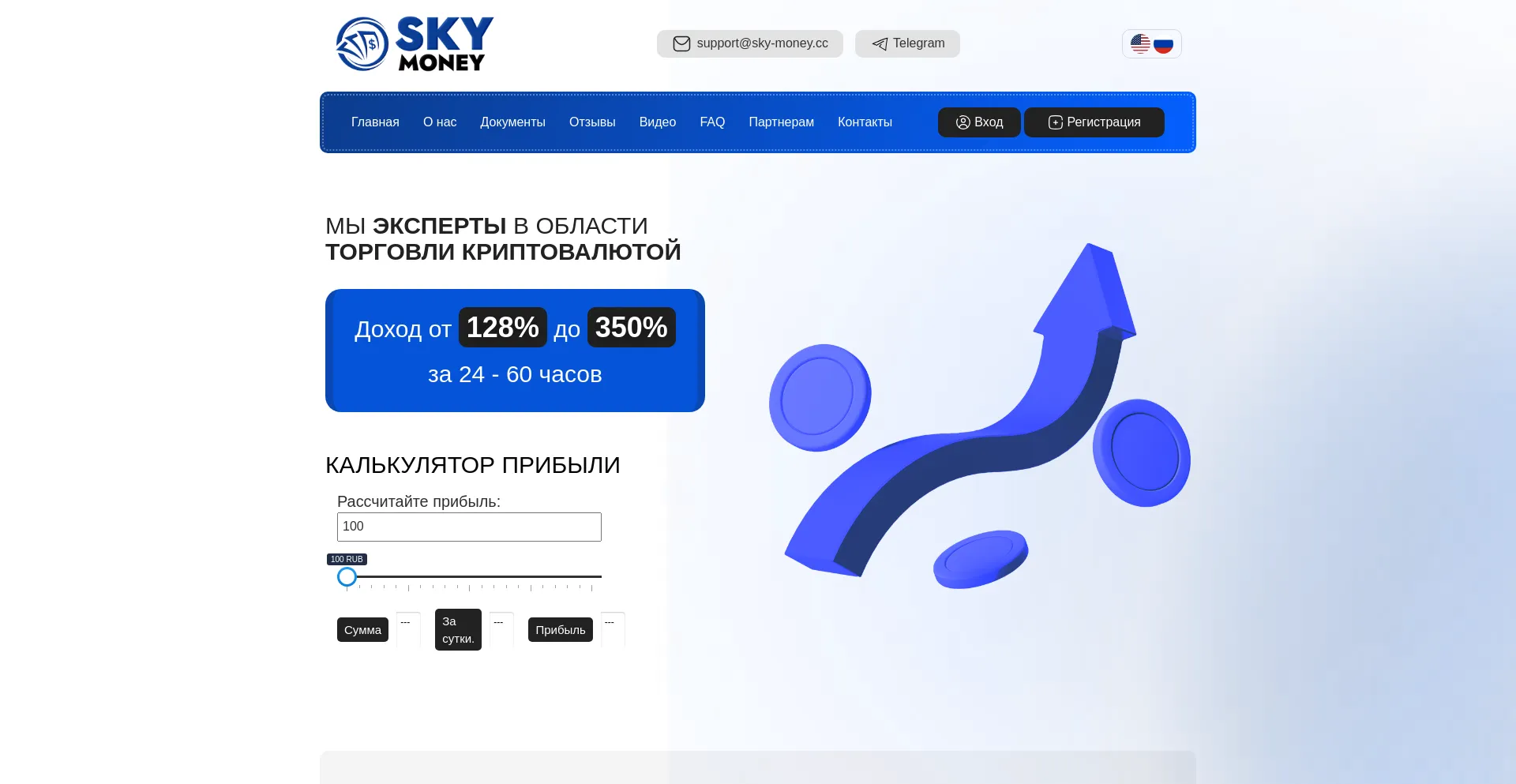 Website screenshot of Sky-money.cc