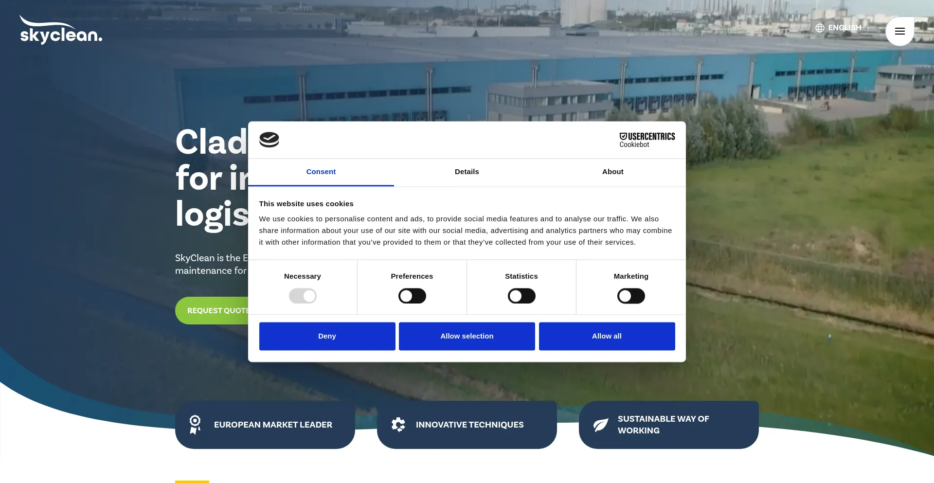 Website screenshot of Skyclean.eu
