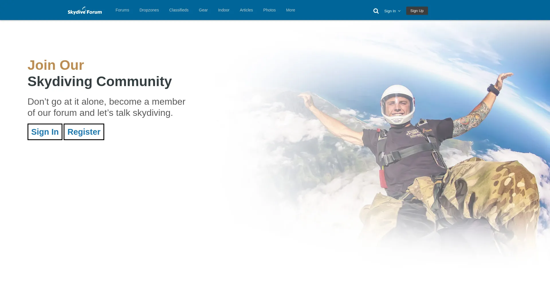 Website screenshot of Skydiveforum.com
