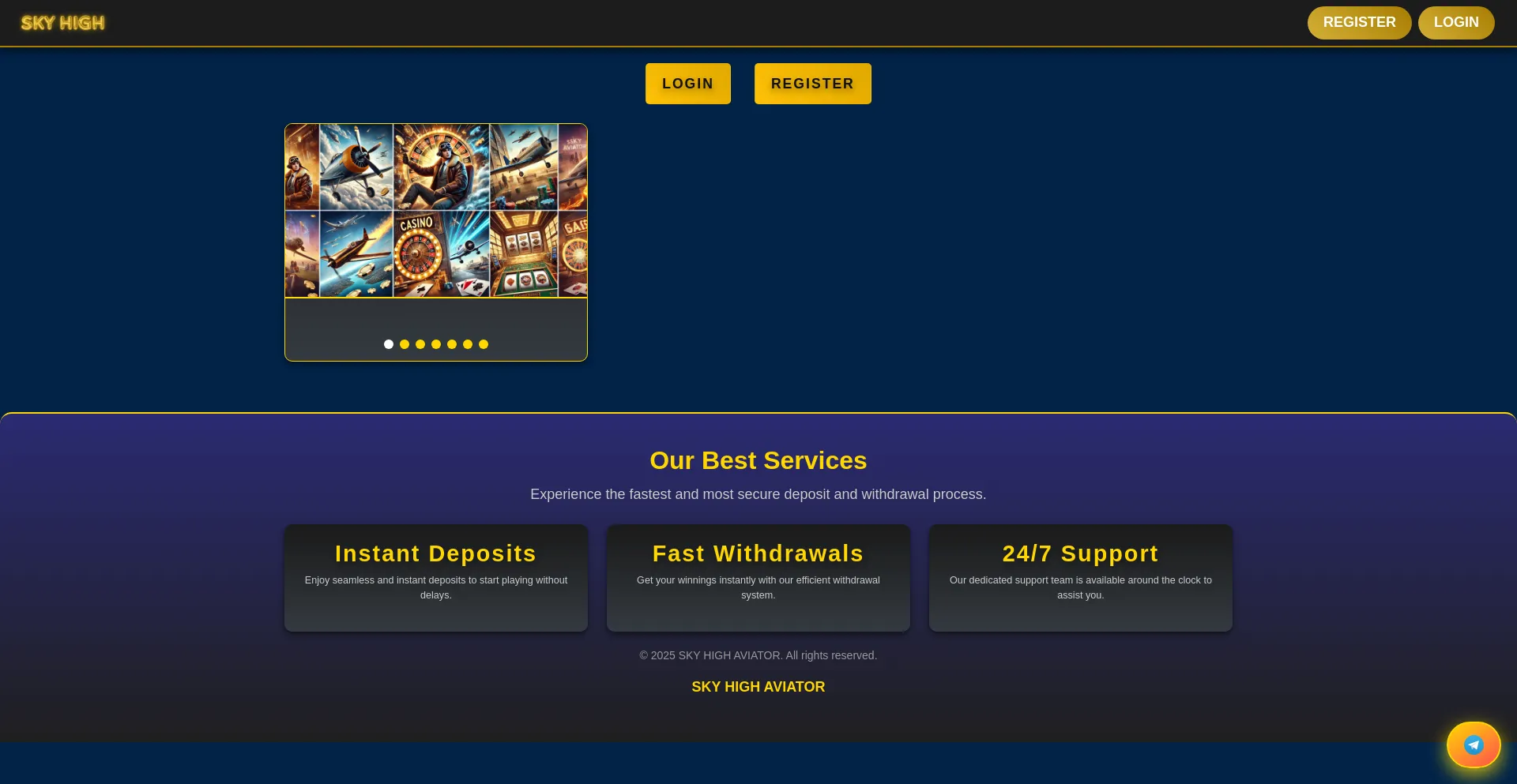 Website screenshot of Skyhigh-aviator.live