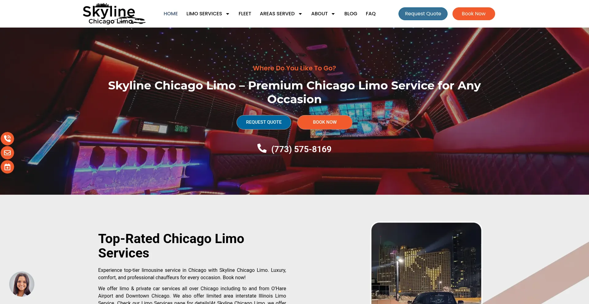 Website screenshot of Skylinechicagolimo.com
