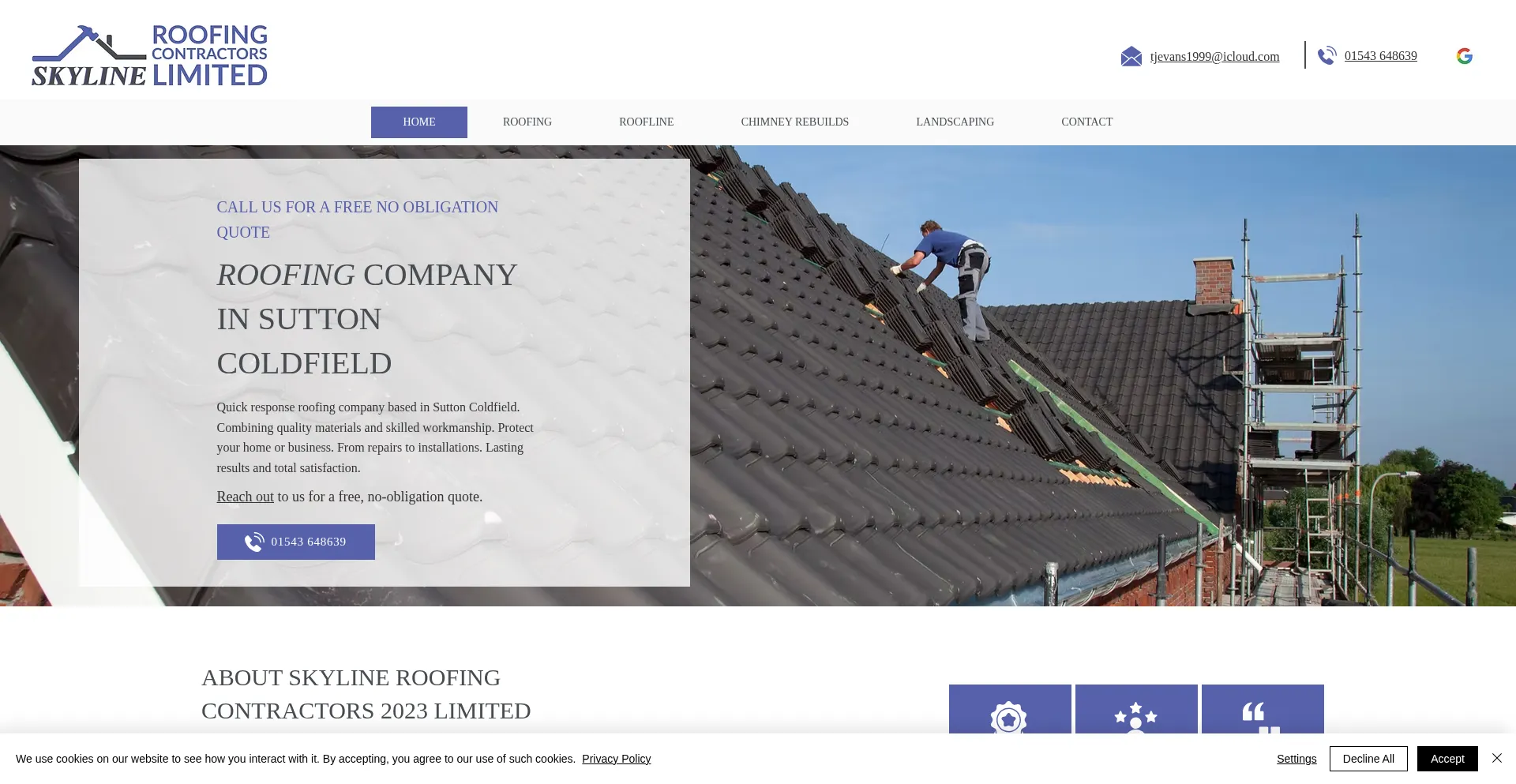 Website screenshot of Skylineroofingcontractors2023.co.uk