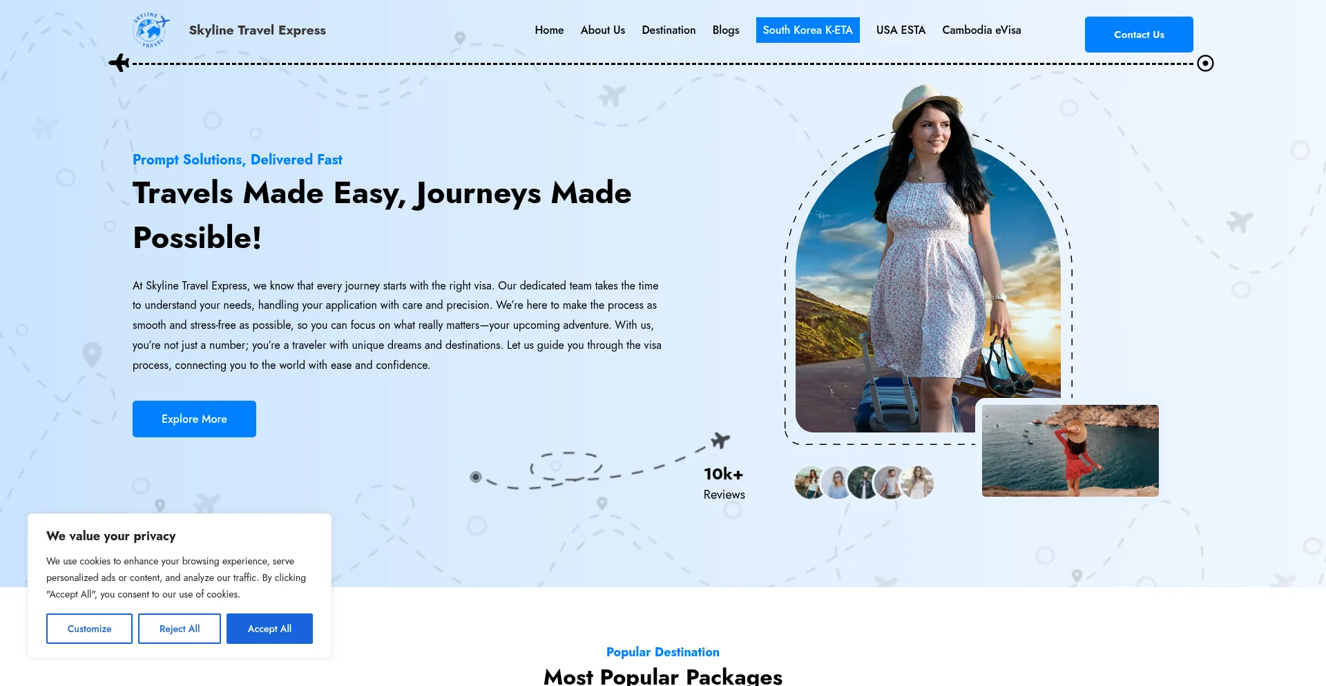Website screenshot of Skylinetravelexpress.com
