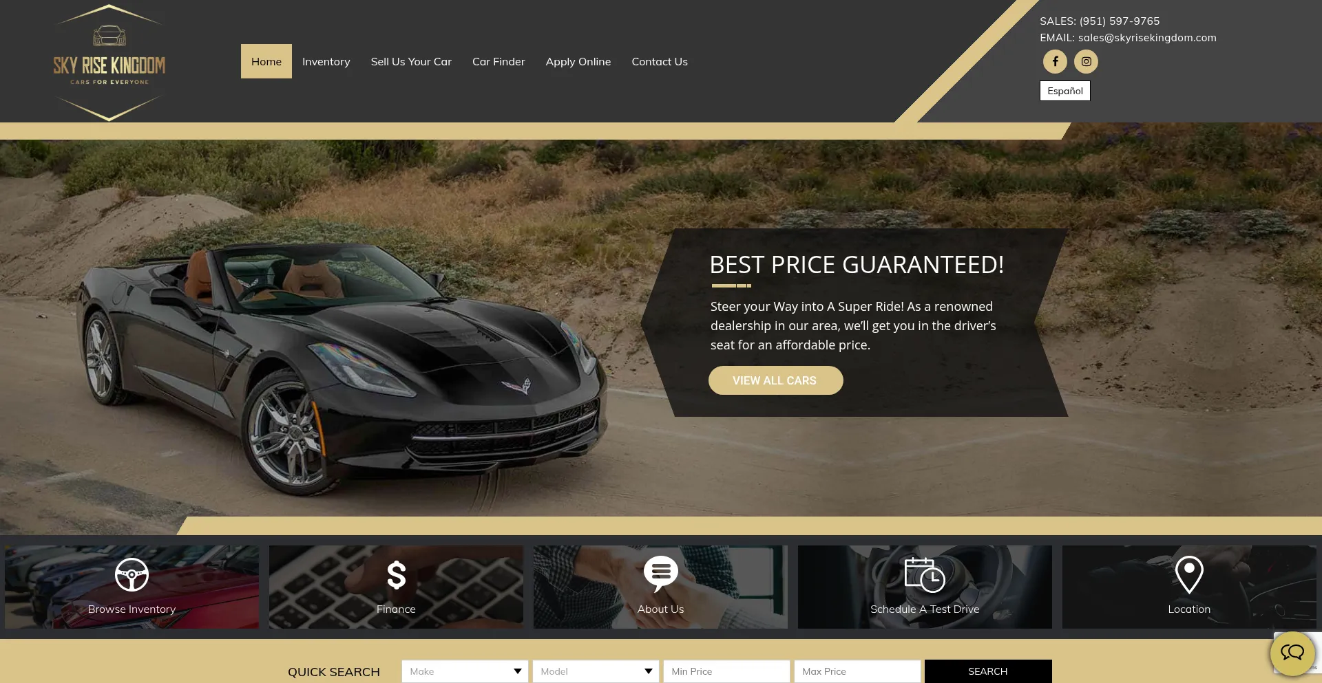 Website screenshot of Skyrisekingdom.com