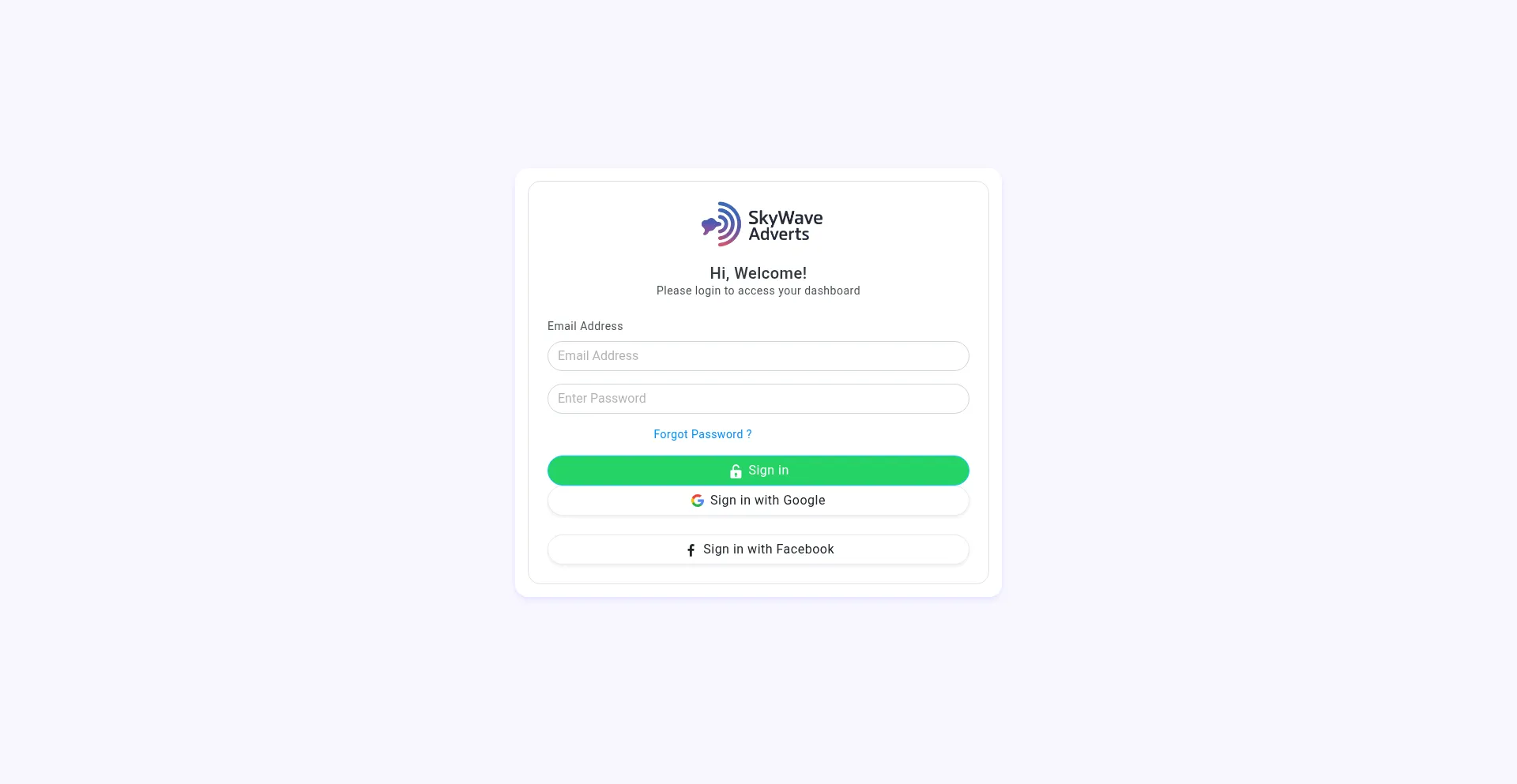 Website screenshot of Skywaveadverts.live