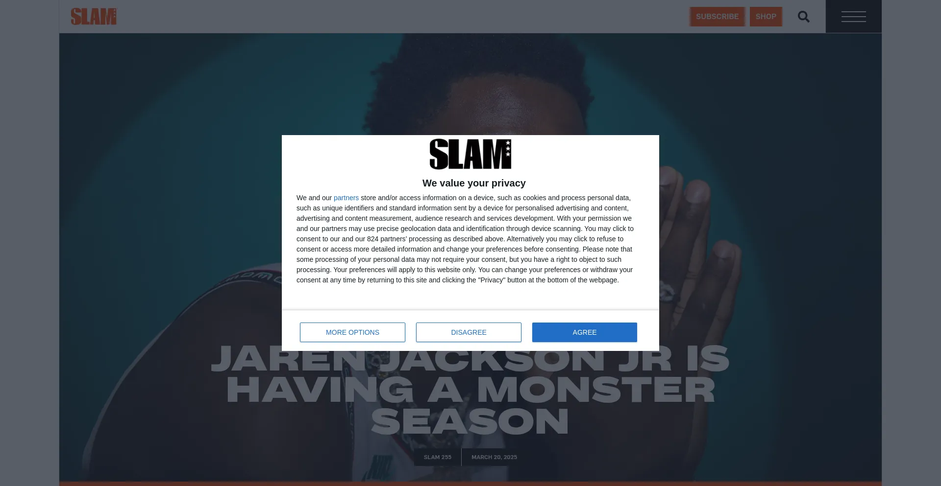 Website screenshot of Slamonline.com