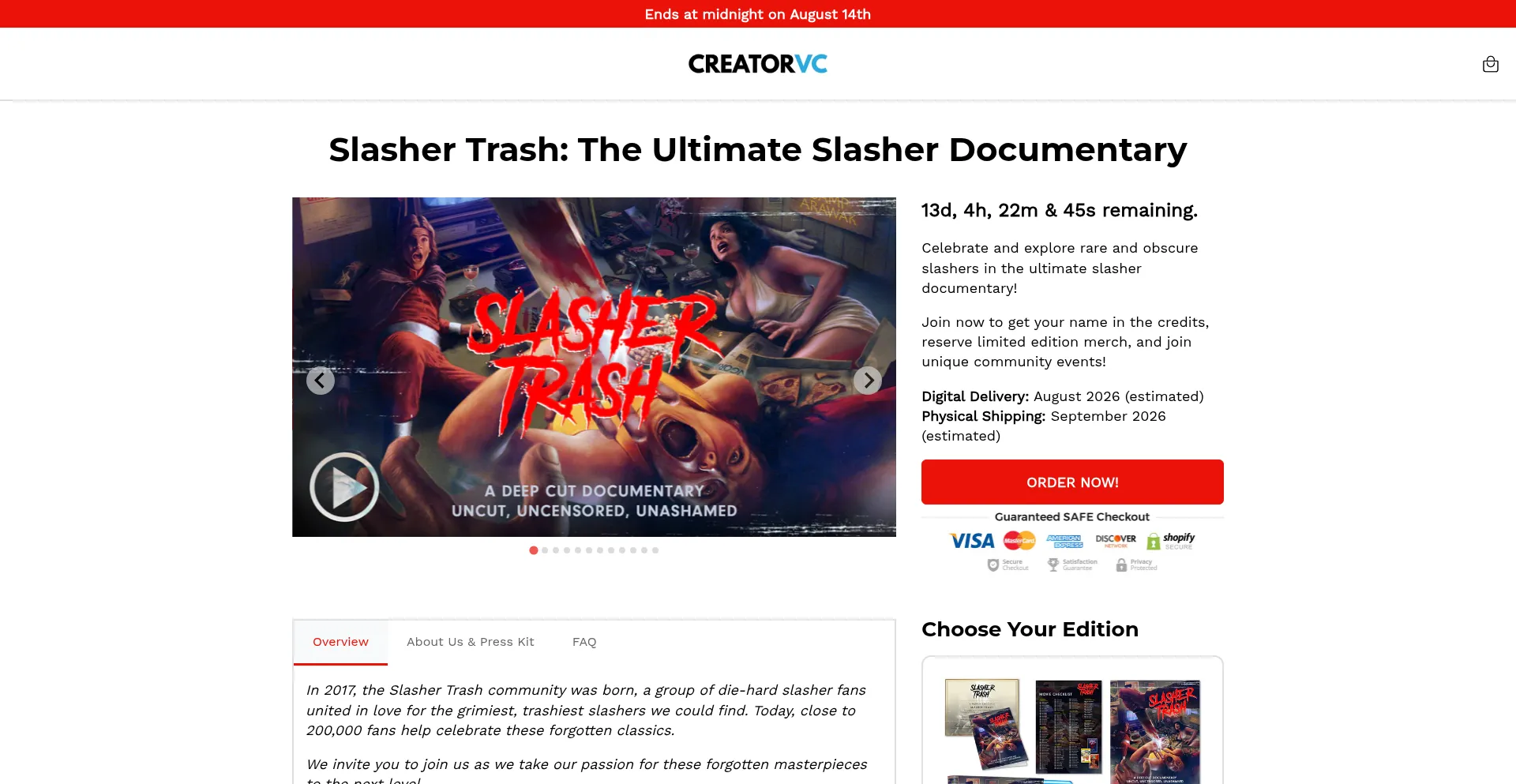 Website screenshot of Slashertrashdoc.com