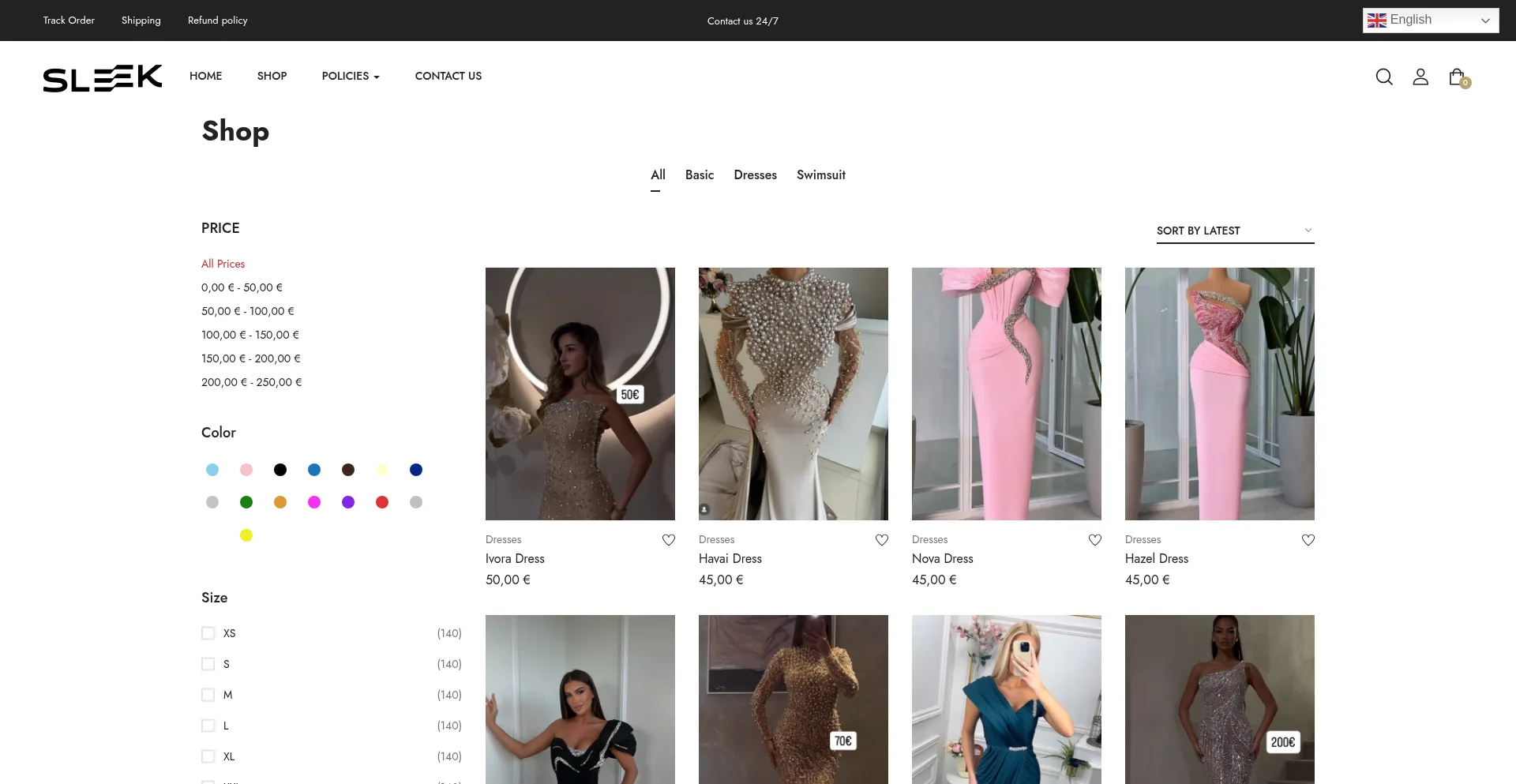 Website screenshot of Sleek-ks.com