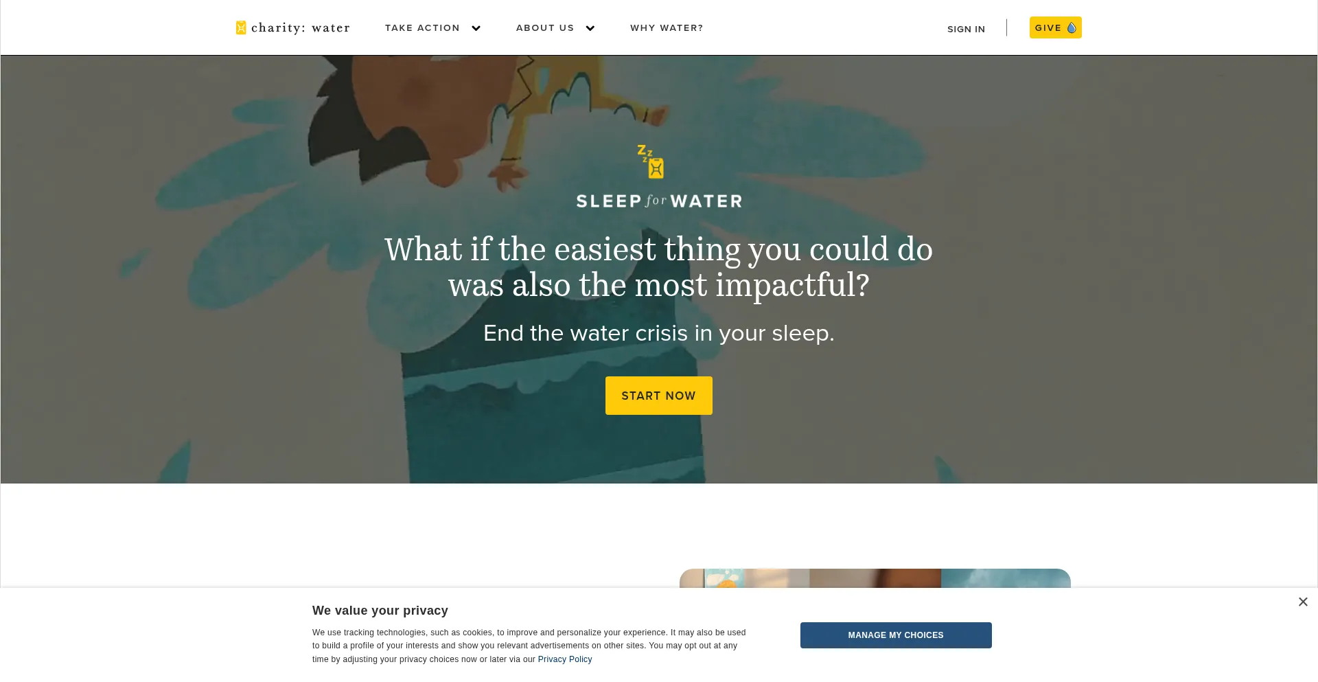 Website screenshot of Sleepforwater.com