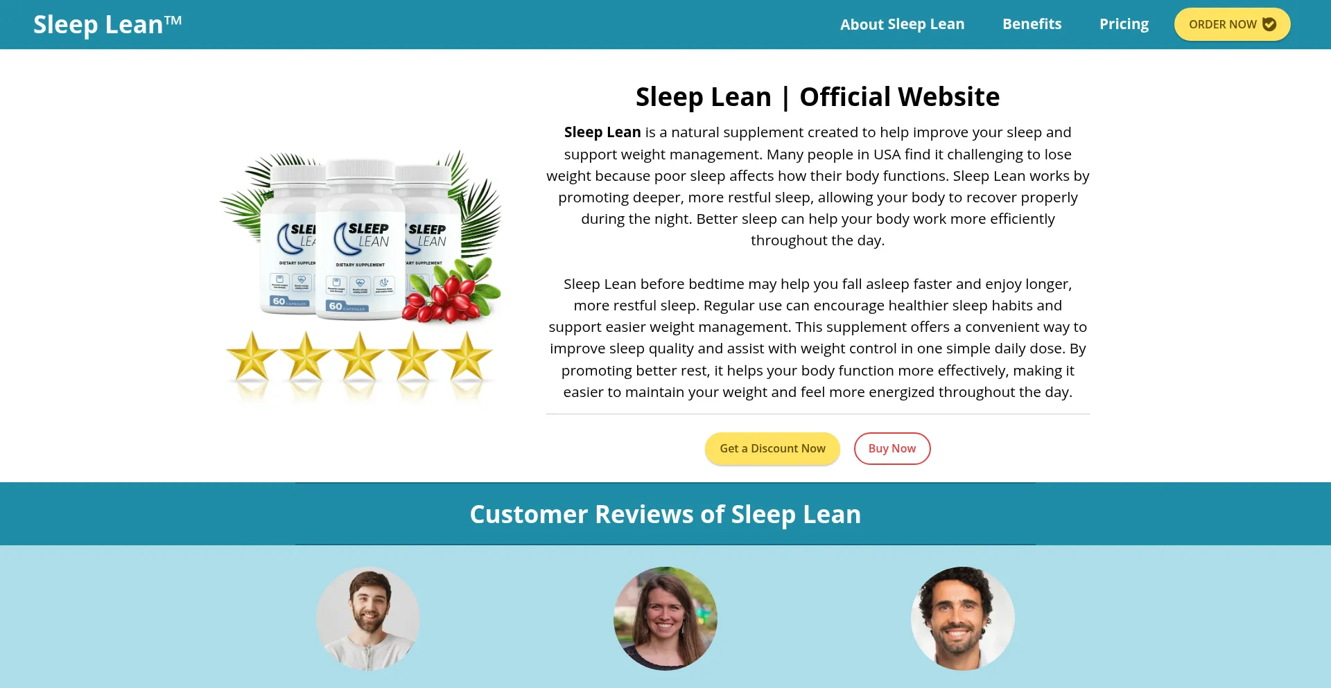 Website screenshot of Sleepilean.us
