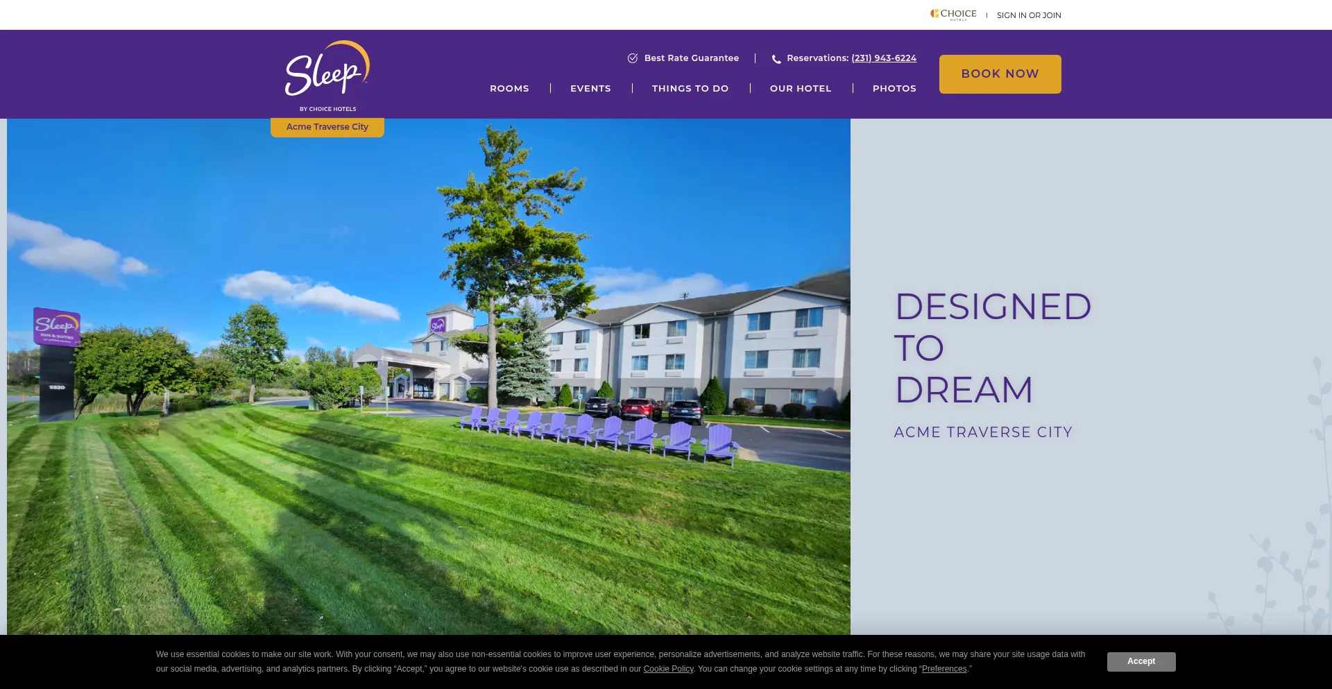 Sleepinntraversecity.com Screenshot