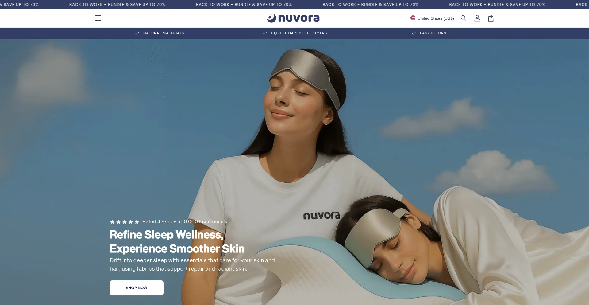 Sleepnuvora.com Screenshot