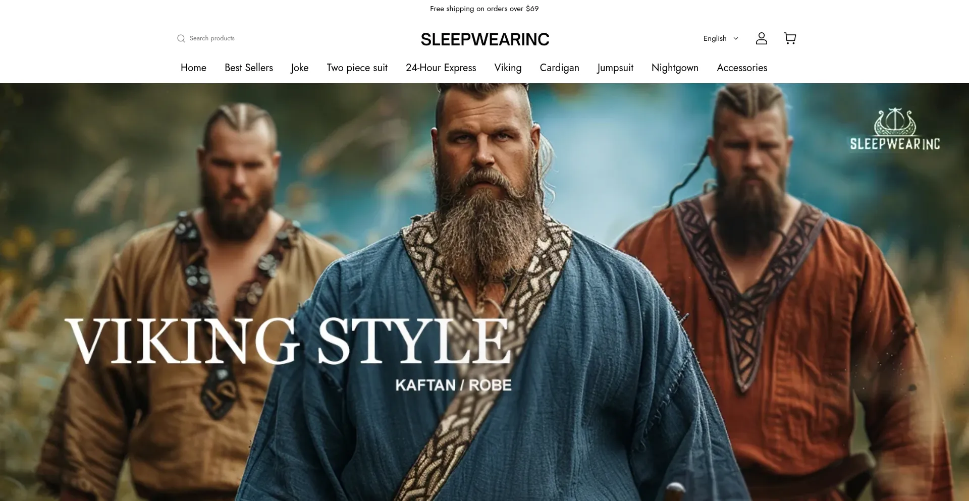 Website screenshot of Sleepwearinc.com