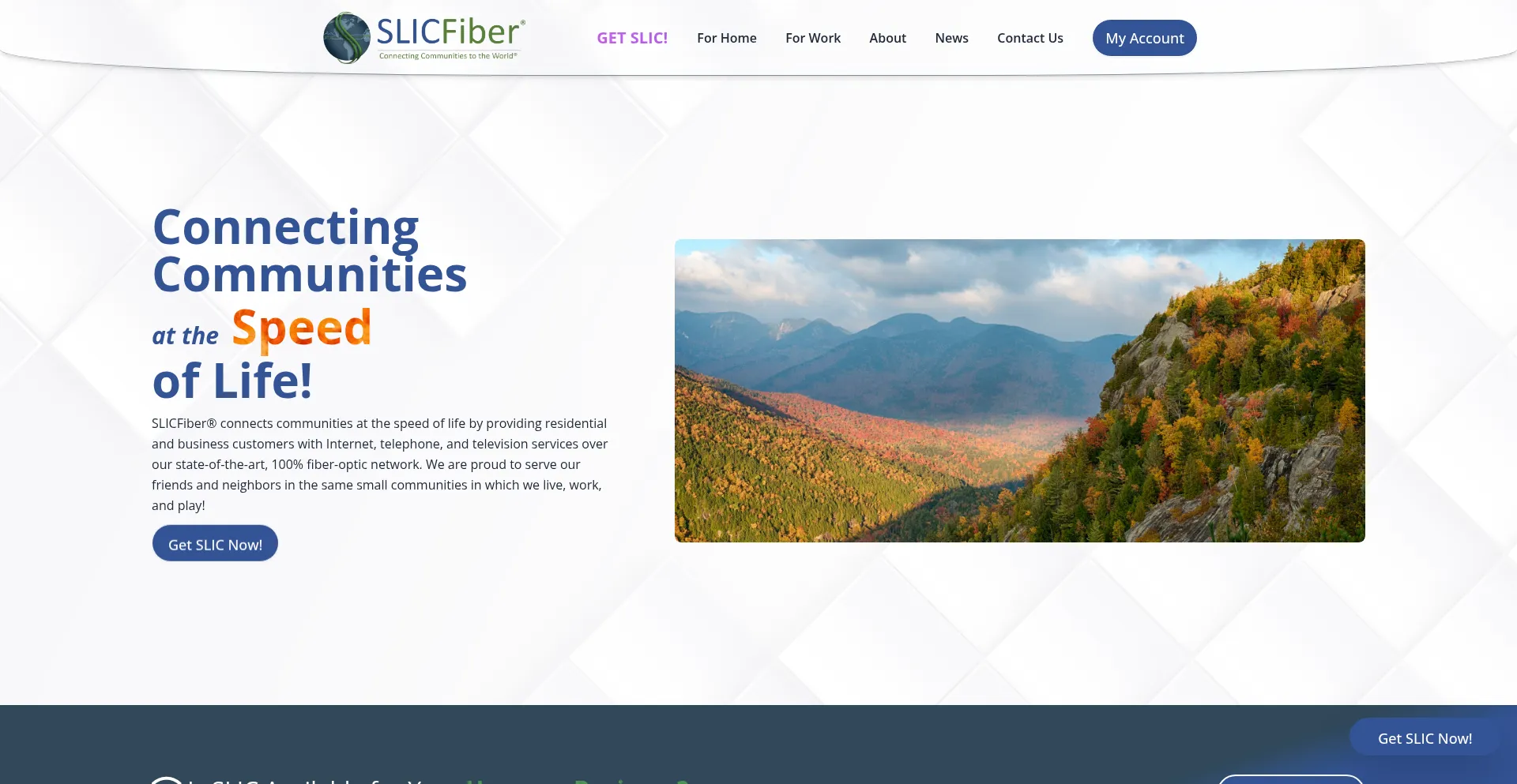 Website screenshot of Slicfiber.com