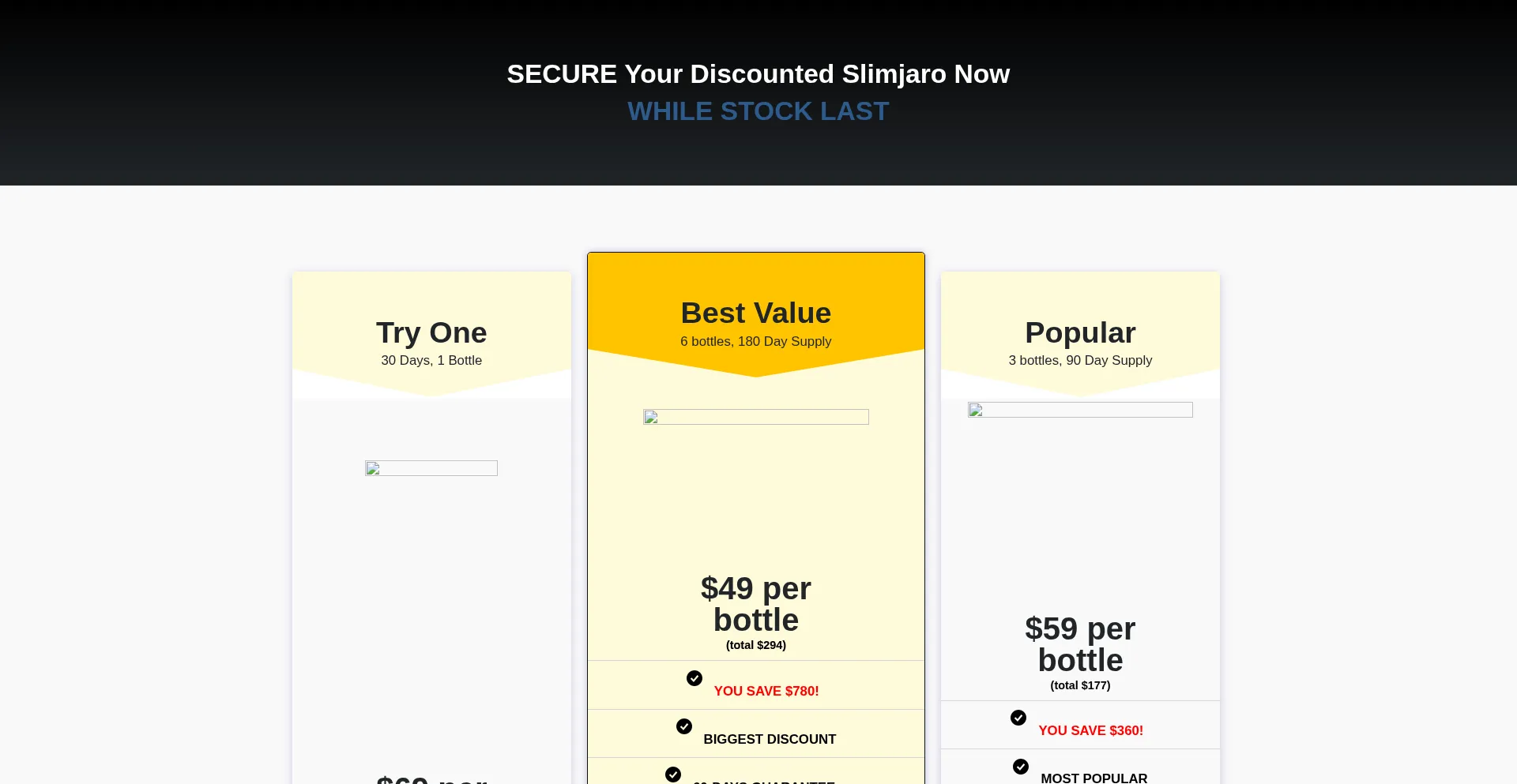 Website screenshot of Slimjaro.com