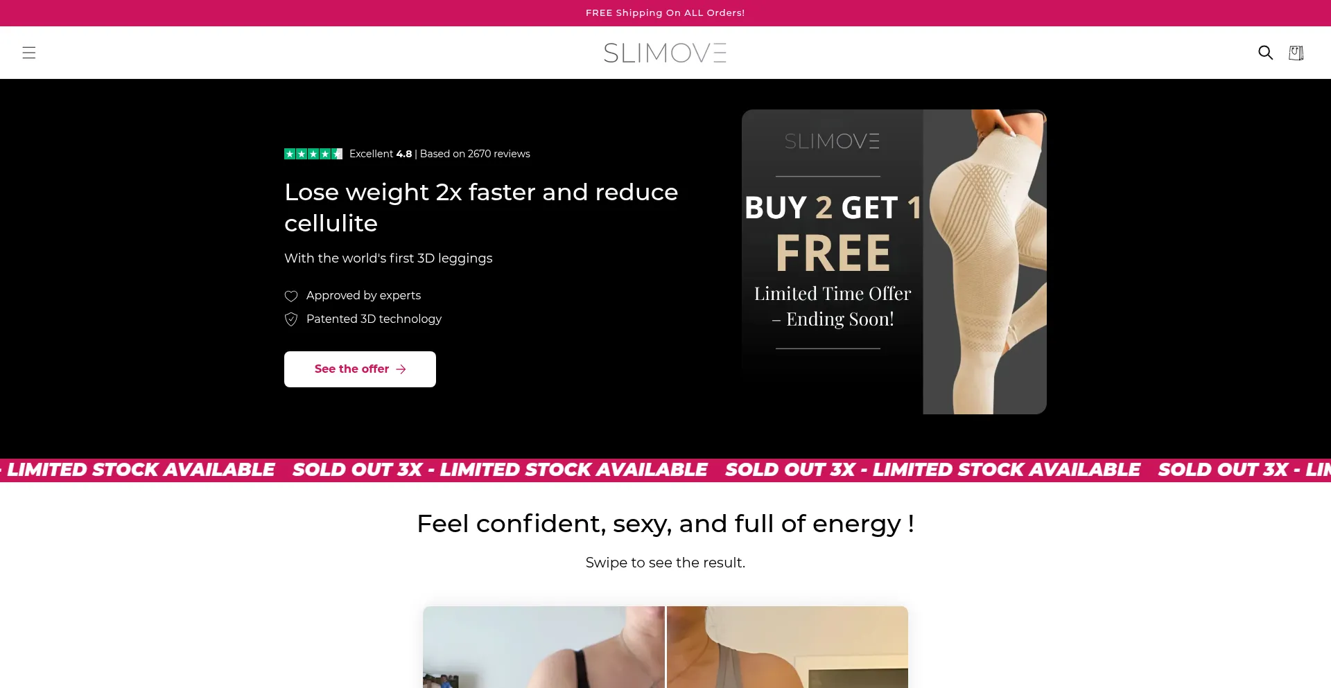 Website screenshot of Slimove.store