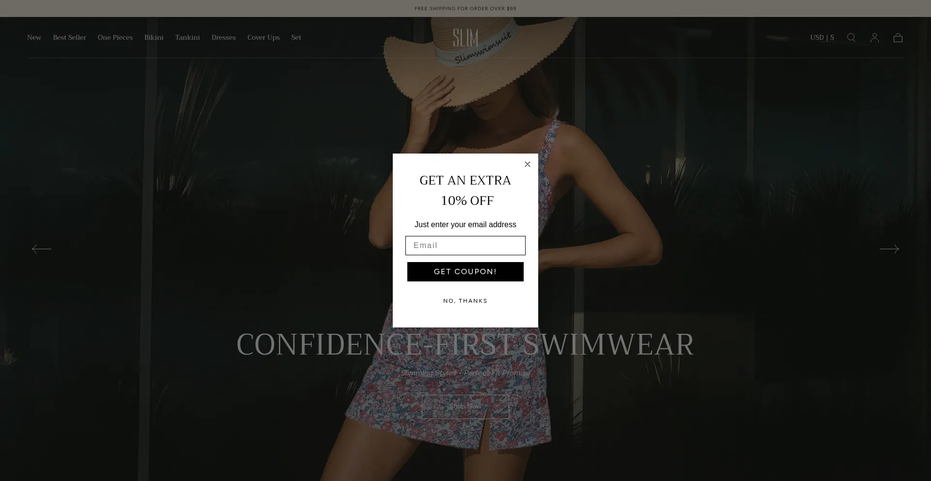 Website screenshot of Slimswimsuit.com