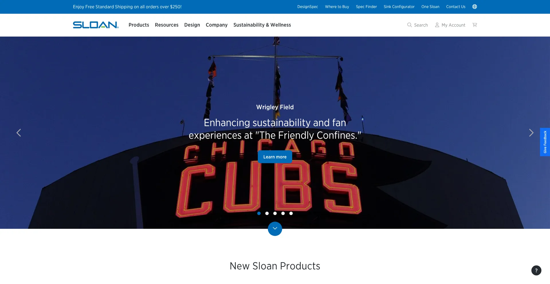 Website screenshot of Sloan.com
