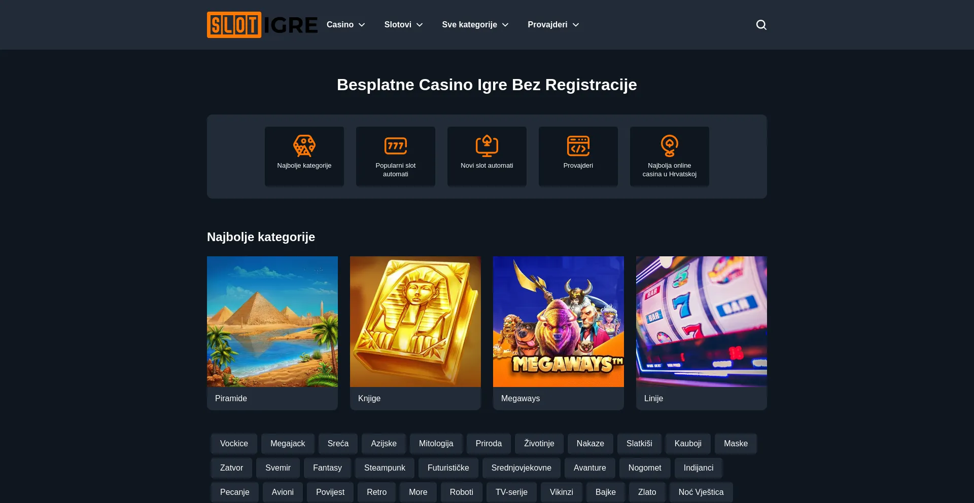 Website screenshot of Slot-igre.net