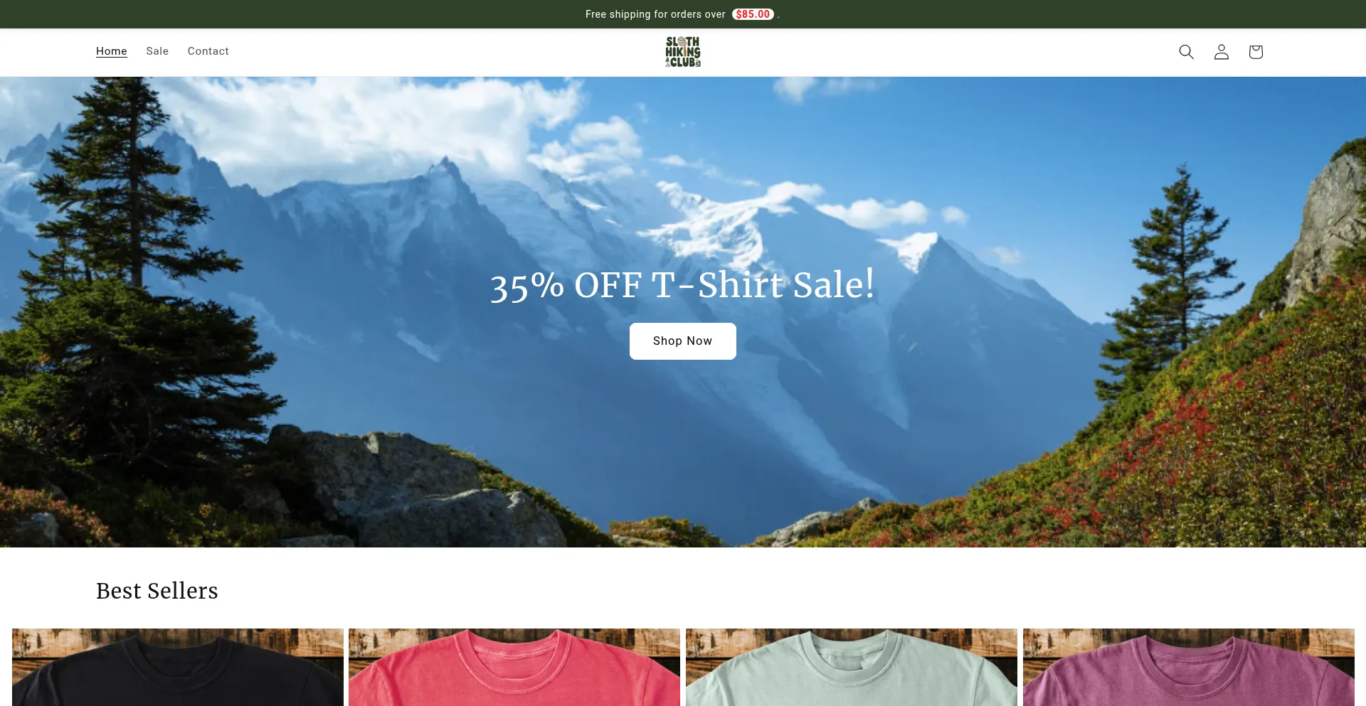 Website screenshot of Slothhikingclub.com