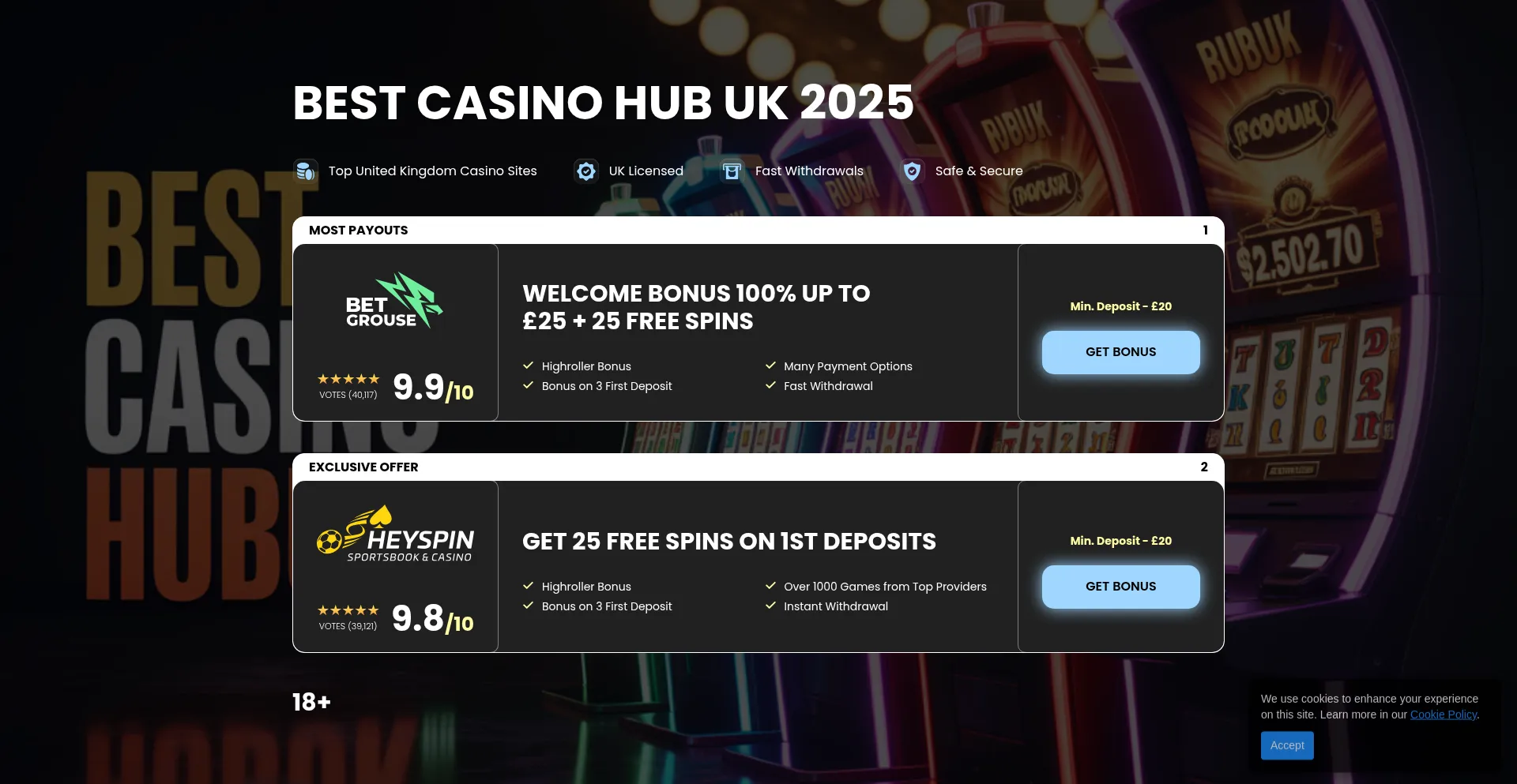 Website screenshot of Slotscoutuk.com