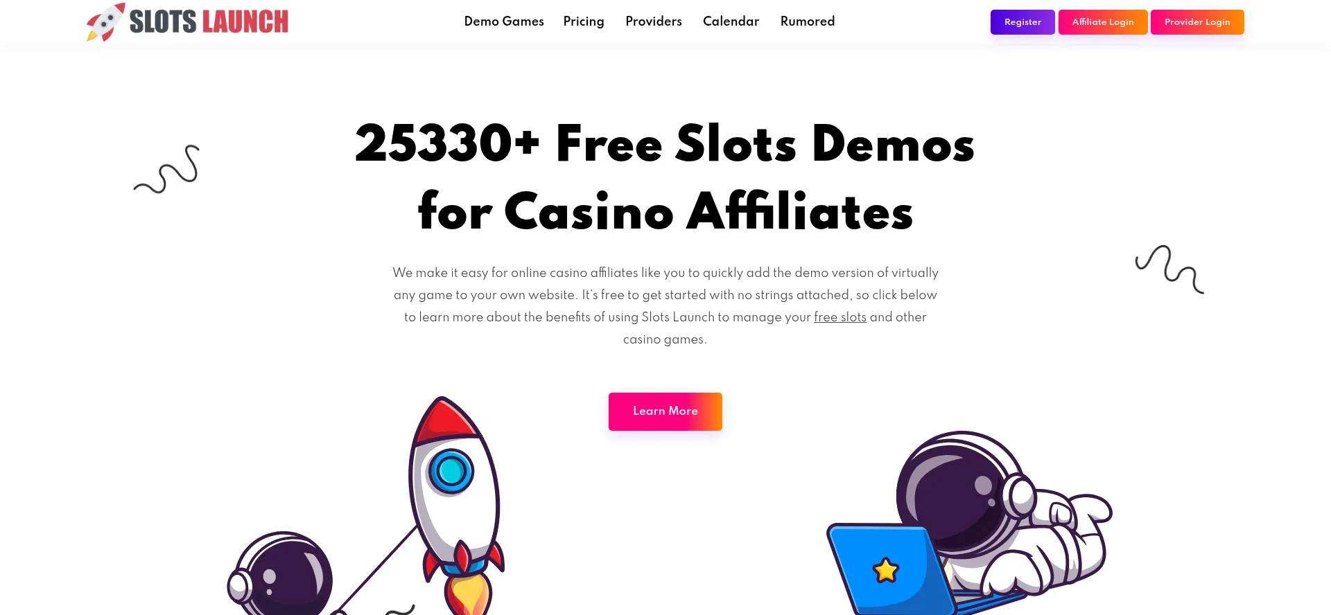 Website screenshot of Slotslaunch.com