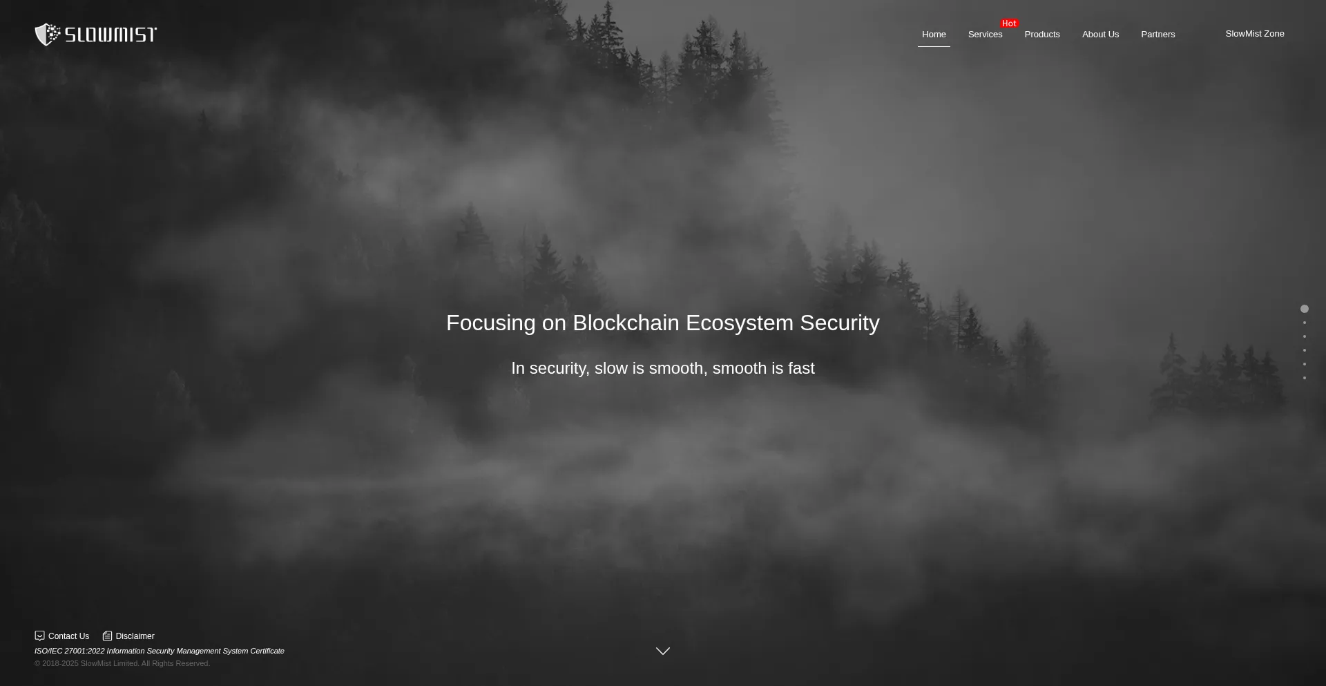 Website screenshot of Slowmist.com