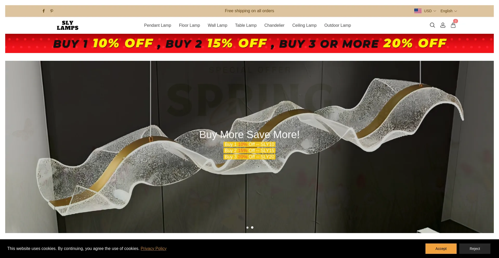 Website screenshot of Slylamps.com