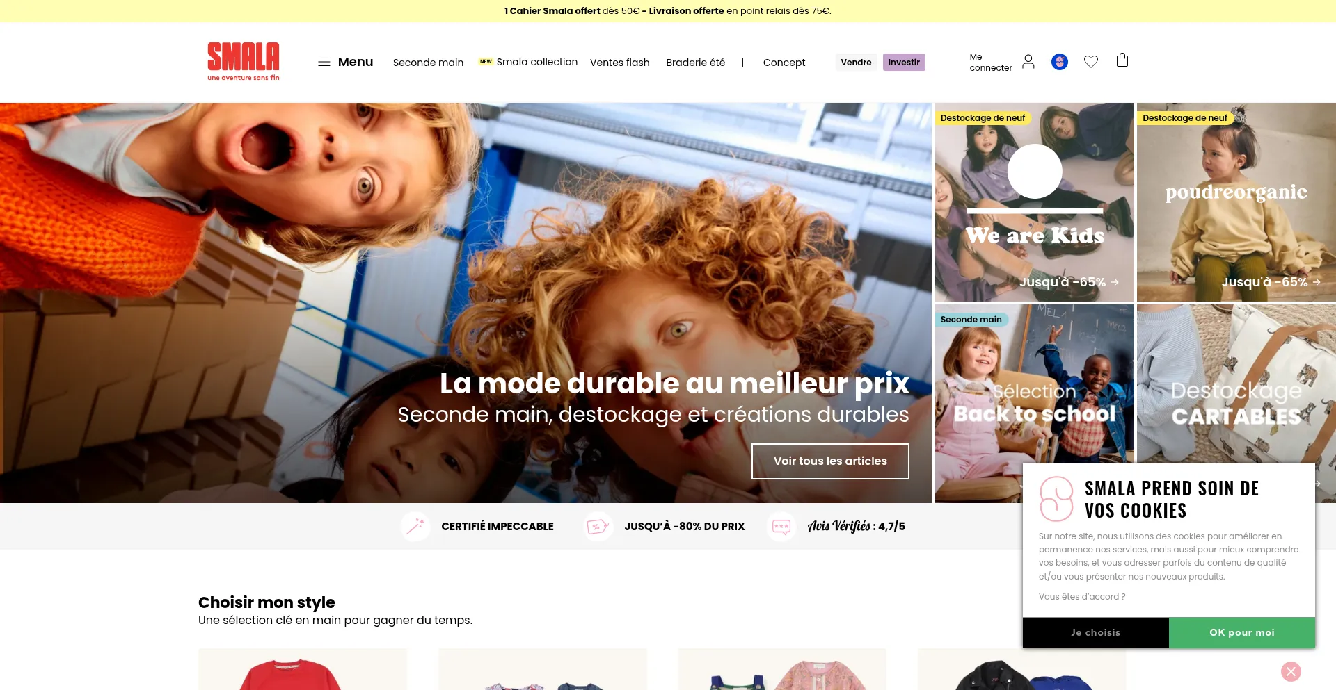 Website screenshot of Smala.com