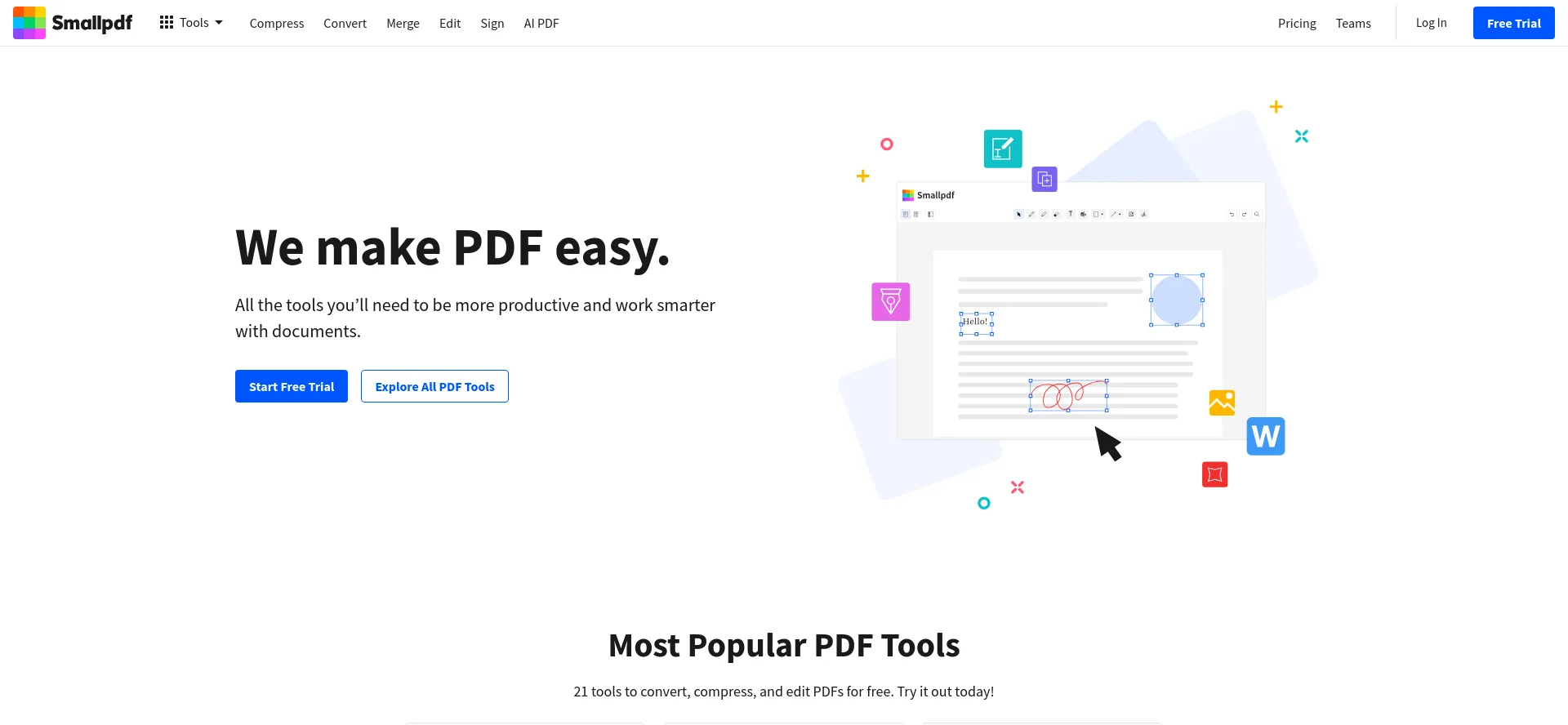 Website screenshot of Smallpdf.com