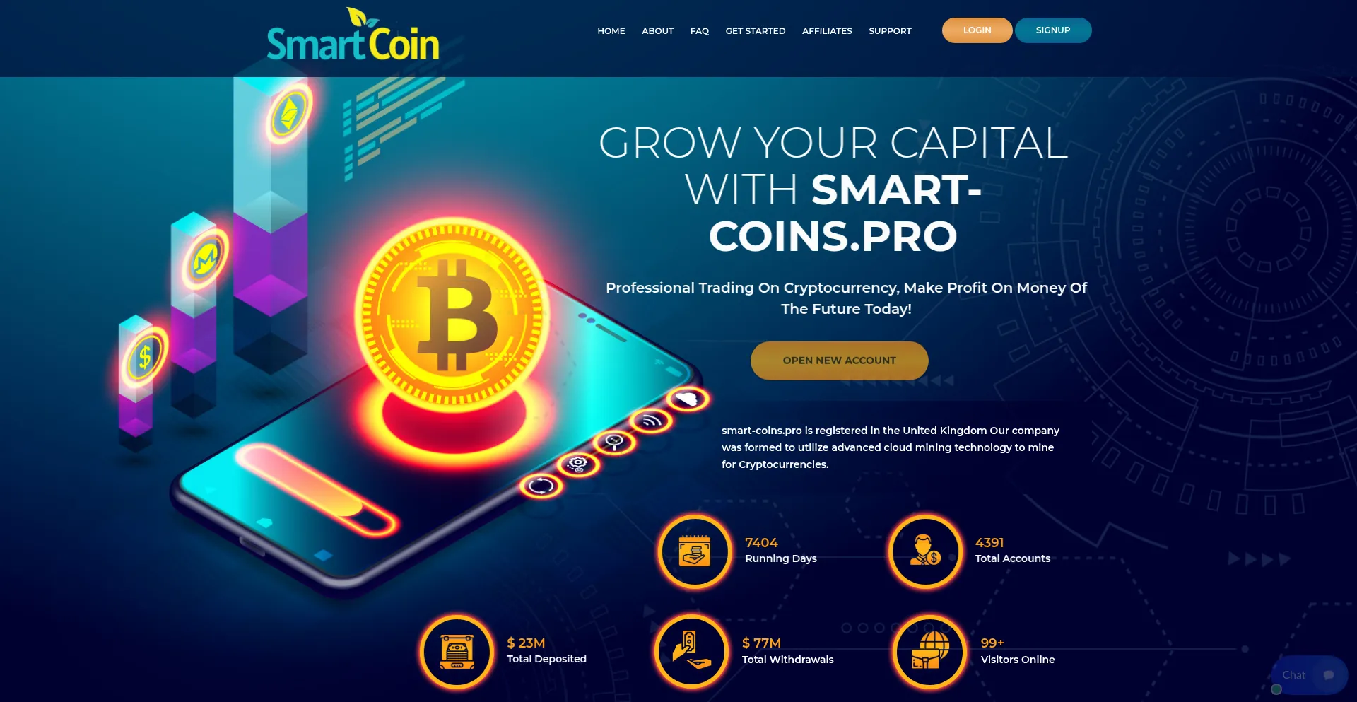 Website screenshot of Smart-coins.pro