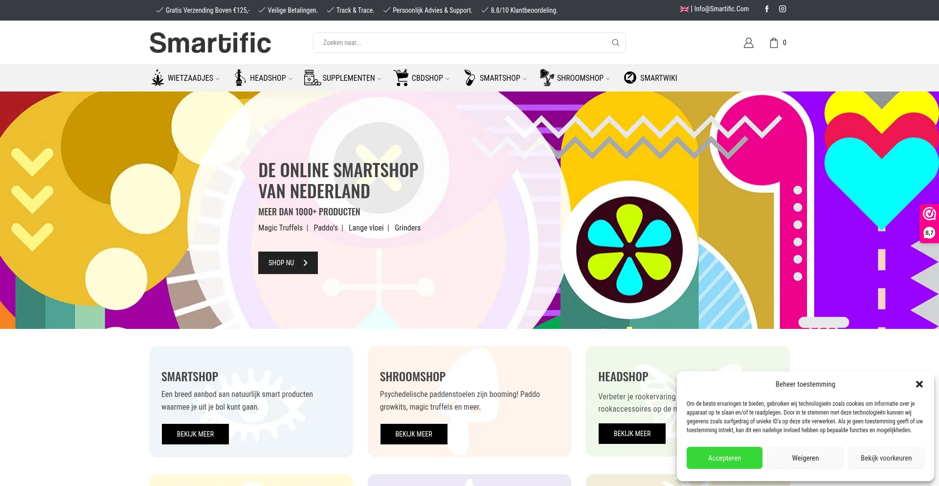 Website screenshot of Smartific.nl