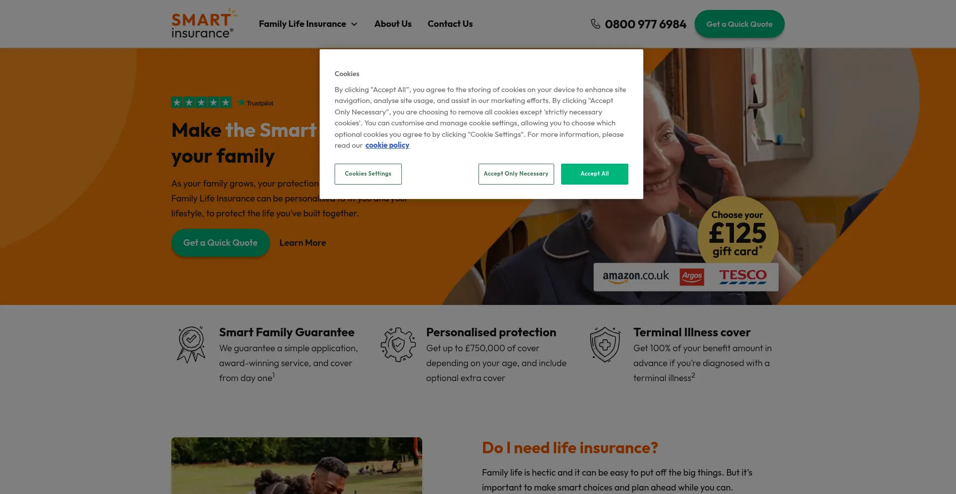 Website screenshot of Smartinsurance.co.uk