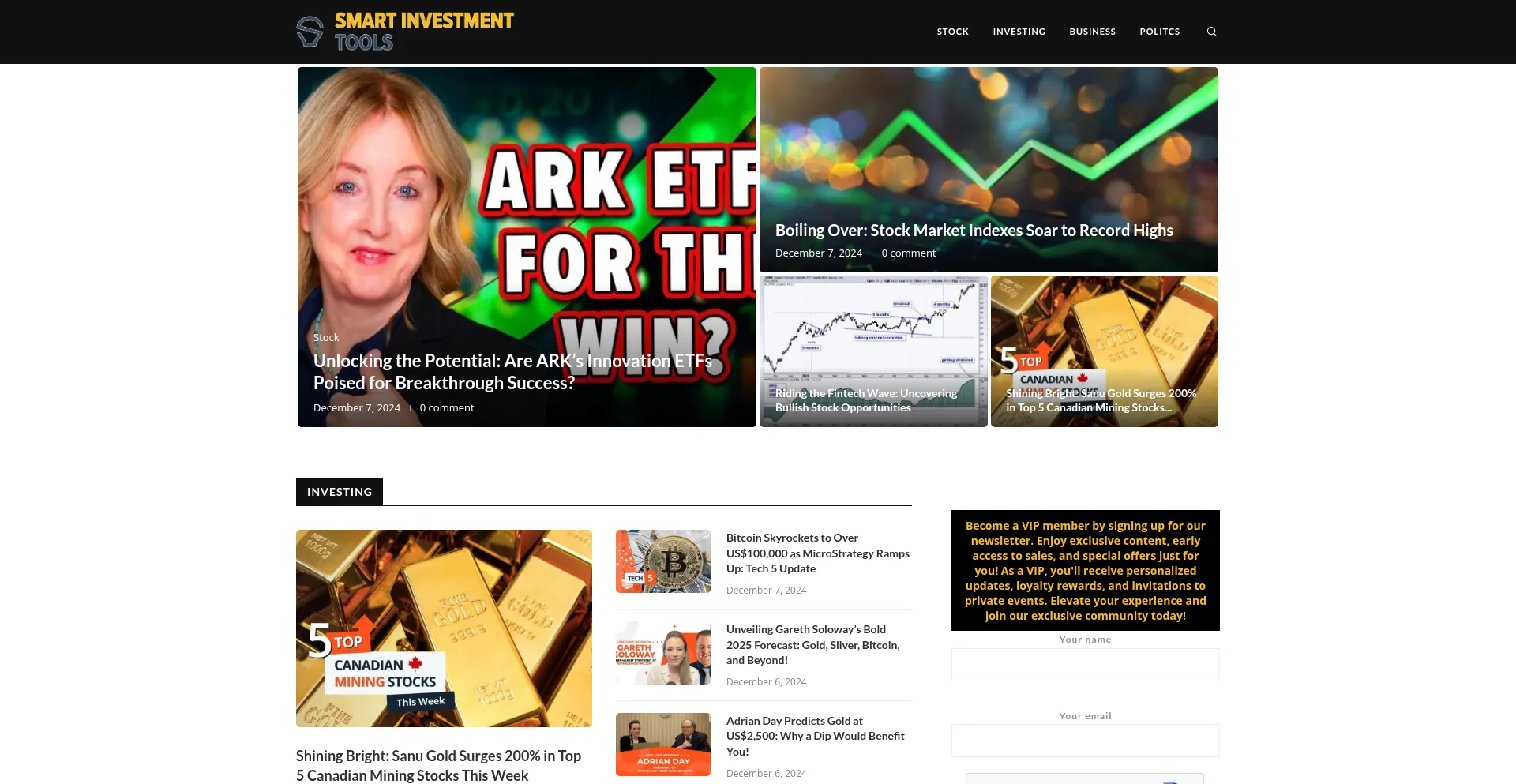 Website screenshot of Smartinvestmenttools.com