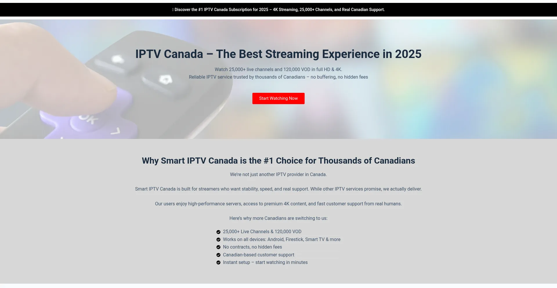 Website screenshot of Smartiptvcanada.ca