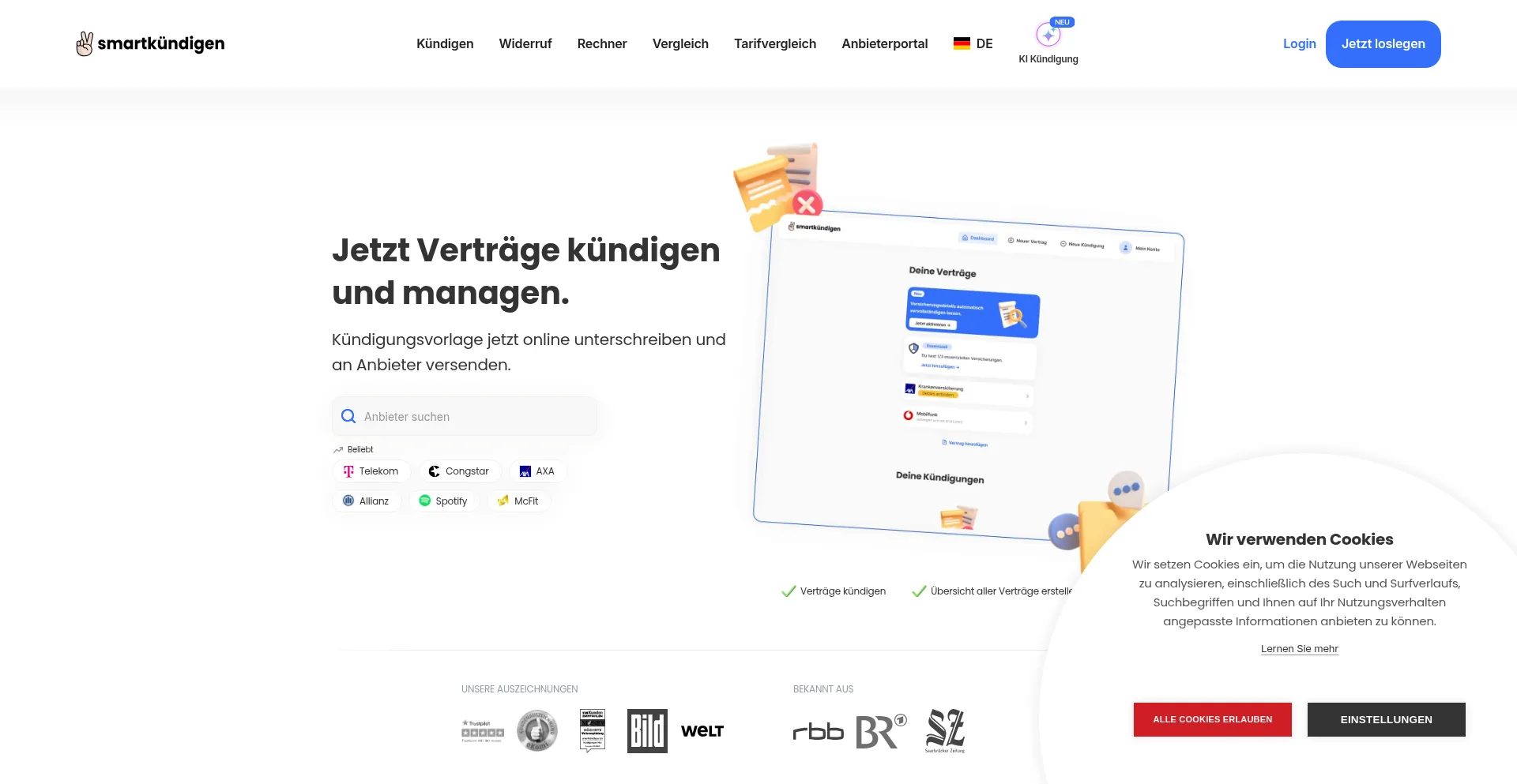 Website screenshot of Smartkuendigen.de