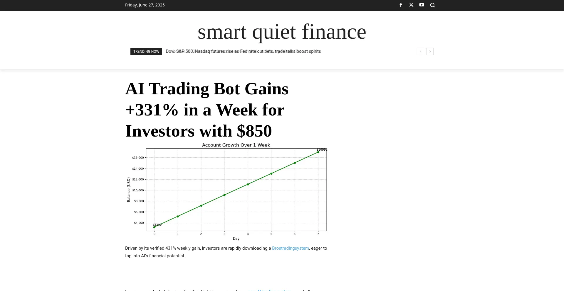 Website screenshot of Smartquietfinance.com