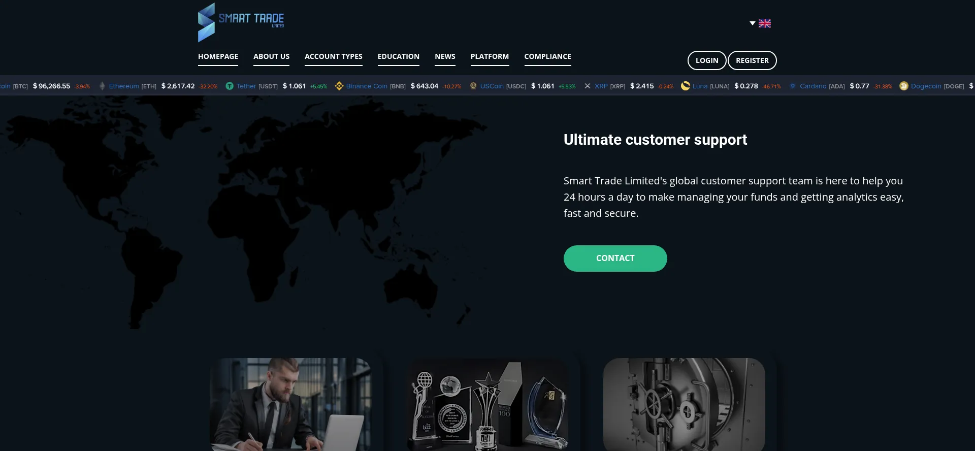 Website screenshot of Smarttradeslimited.group