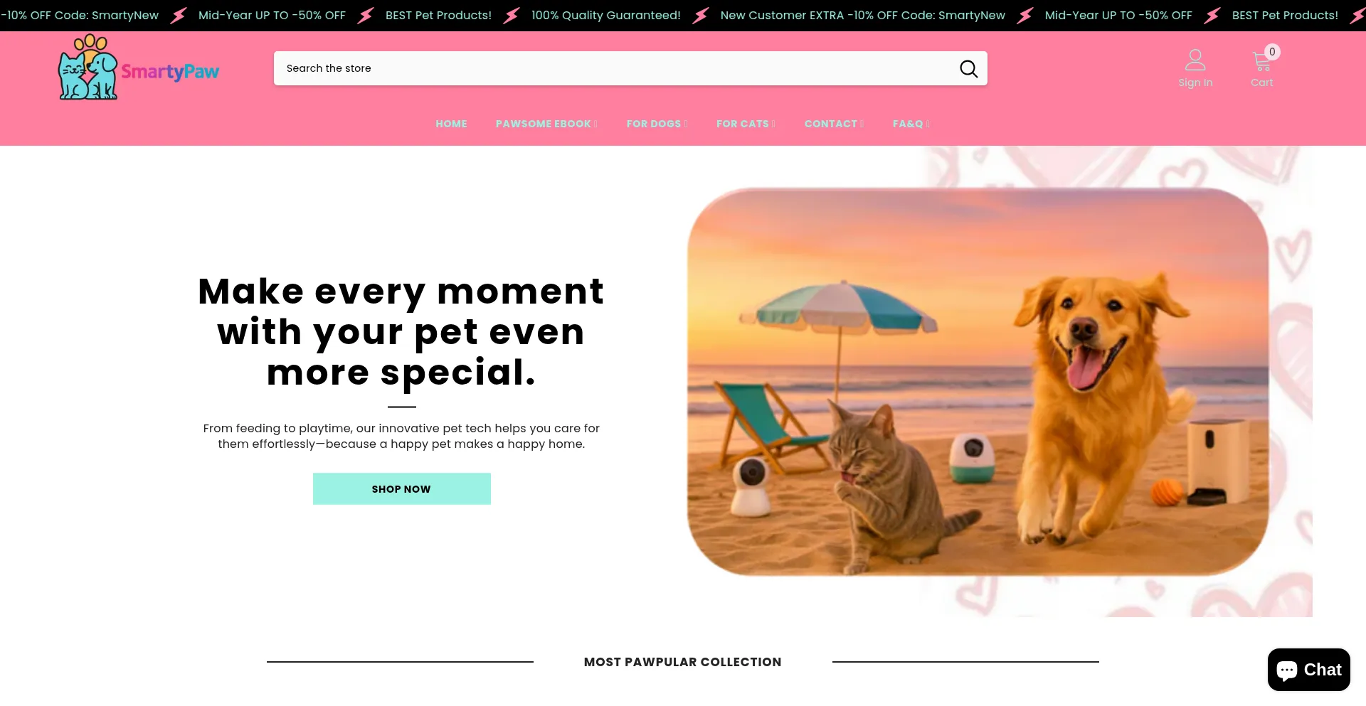 Website screenshot of Smartypaw.store