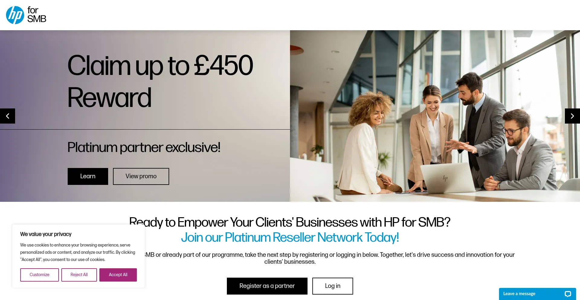 Website screenshot of Smbpromos.com