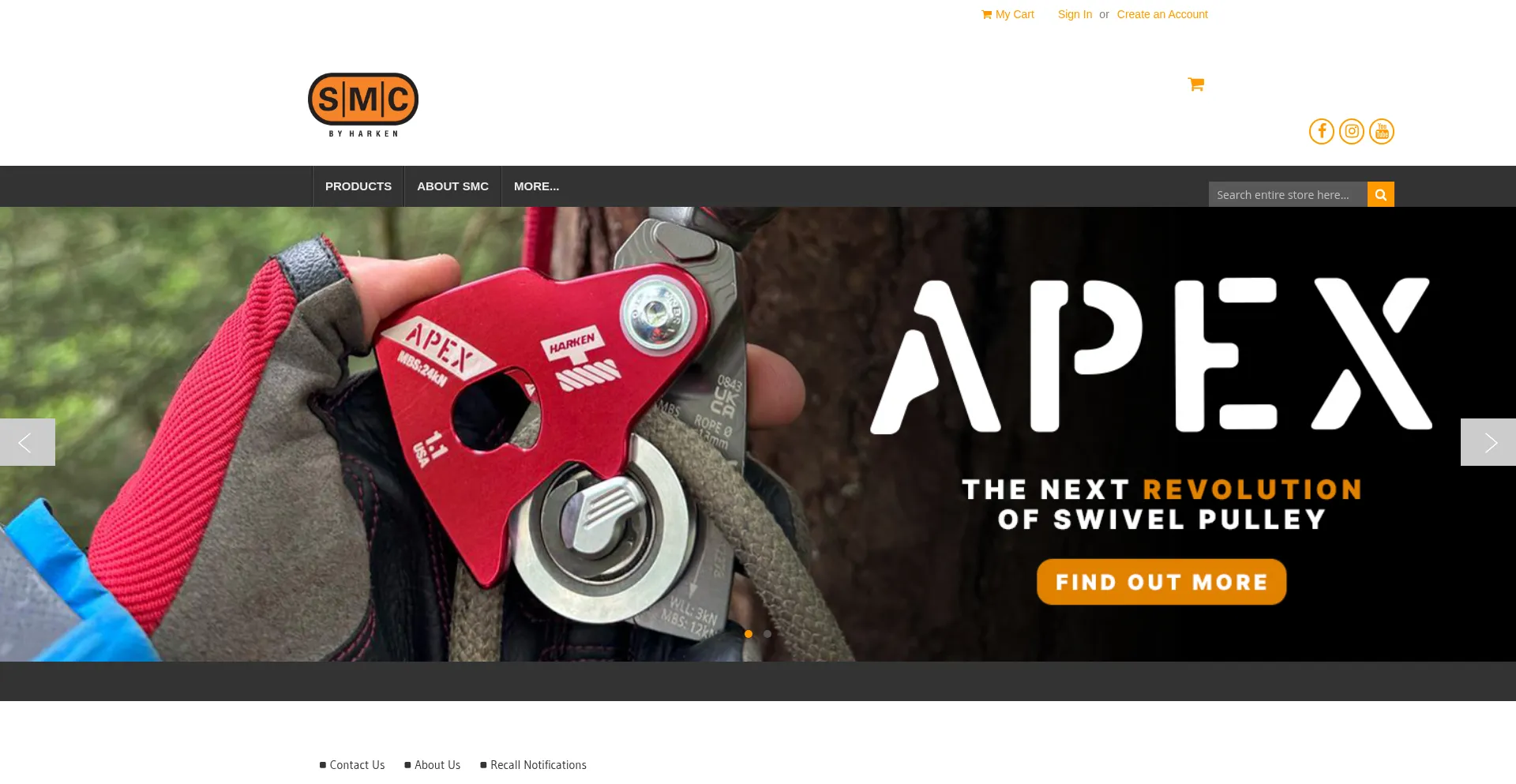 Website screenshot of Smcgear.com