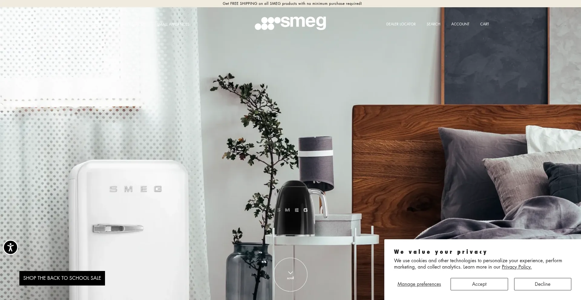 Website screenshot of Smegstore.us