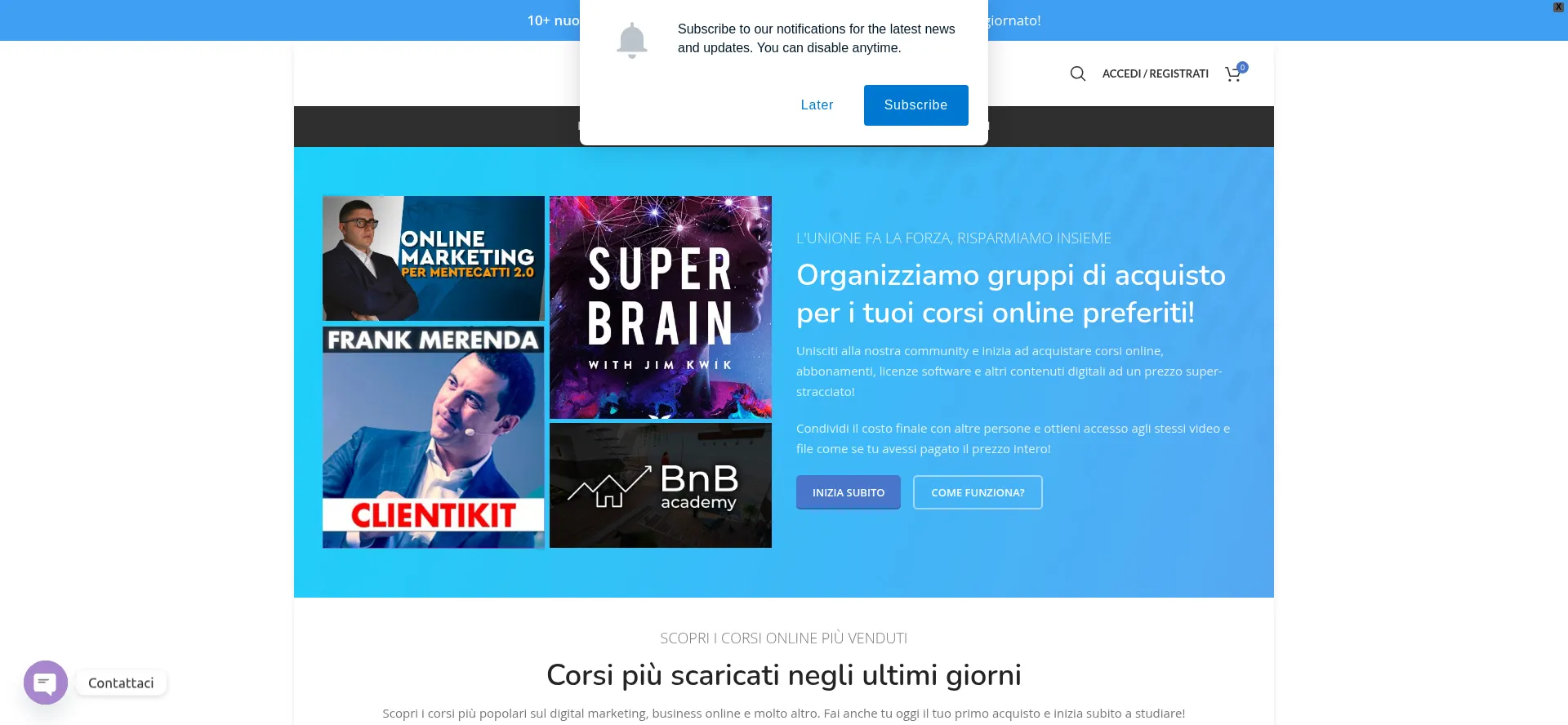 Website screenshot of Smezziamo-corsi.biz