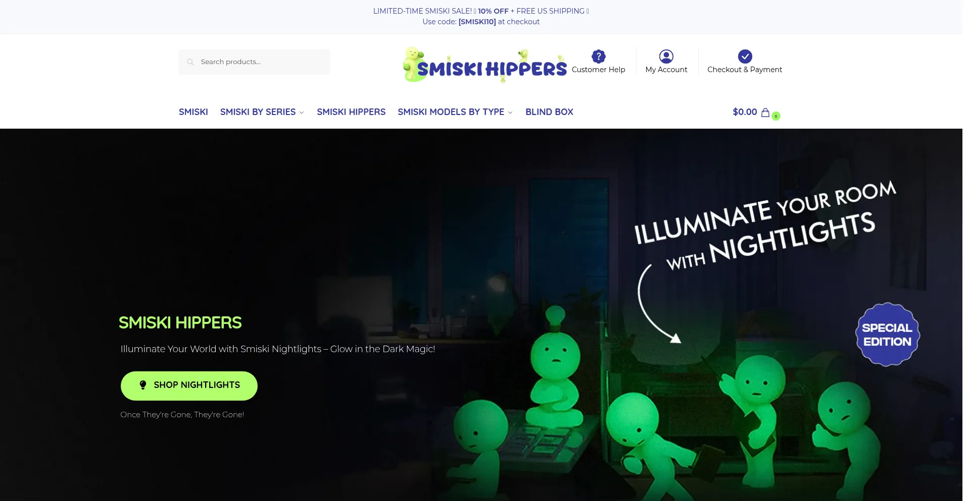 Website screenshot of Smiskihippers.com