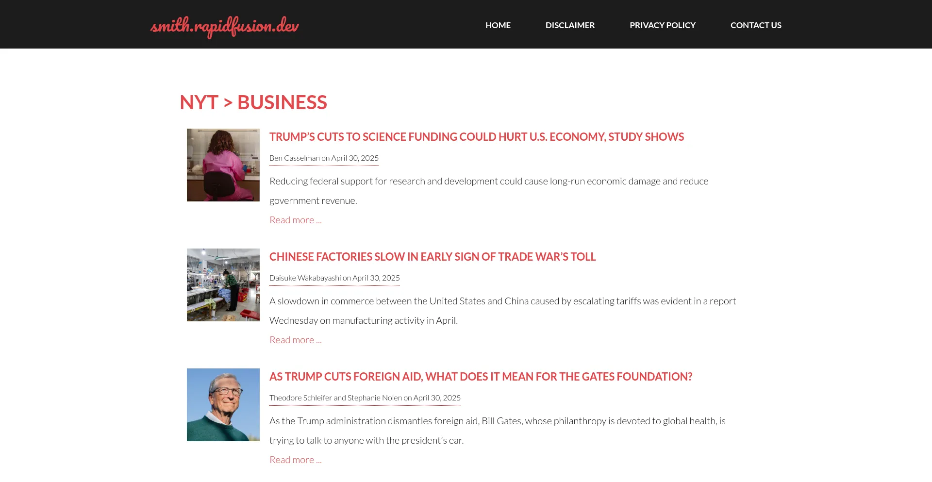 Website screenshot of Smith.rapidfusion.dev
