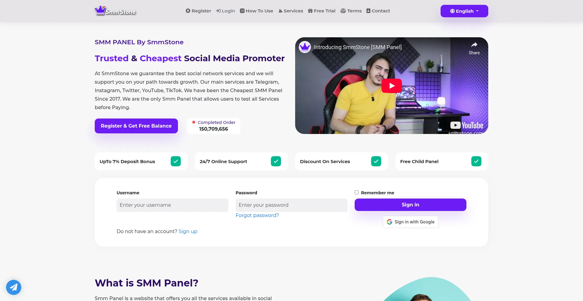 Website screenshot of Smmstone.com