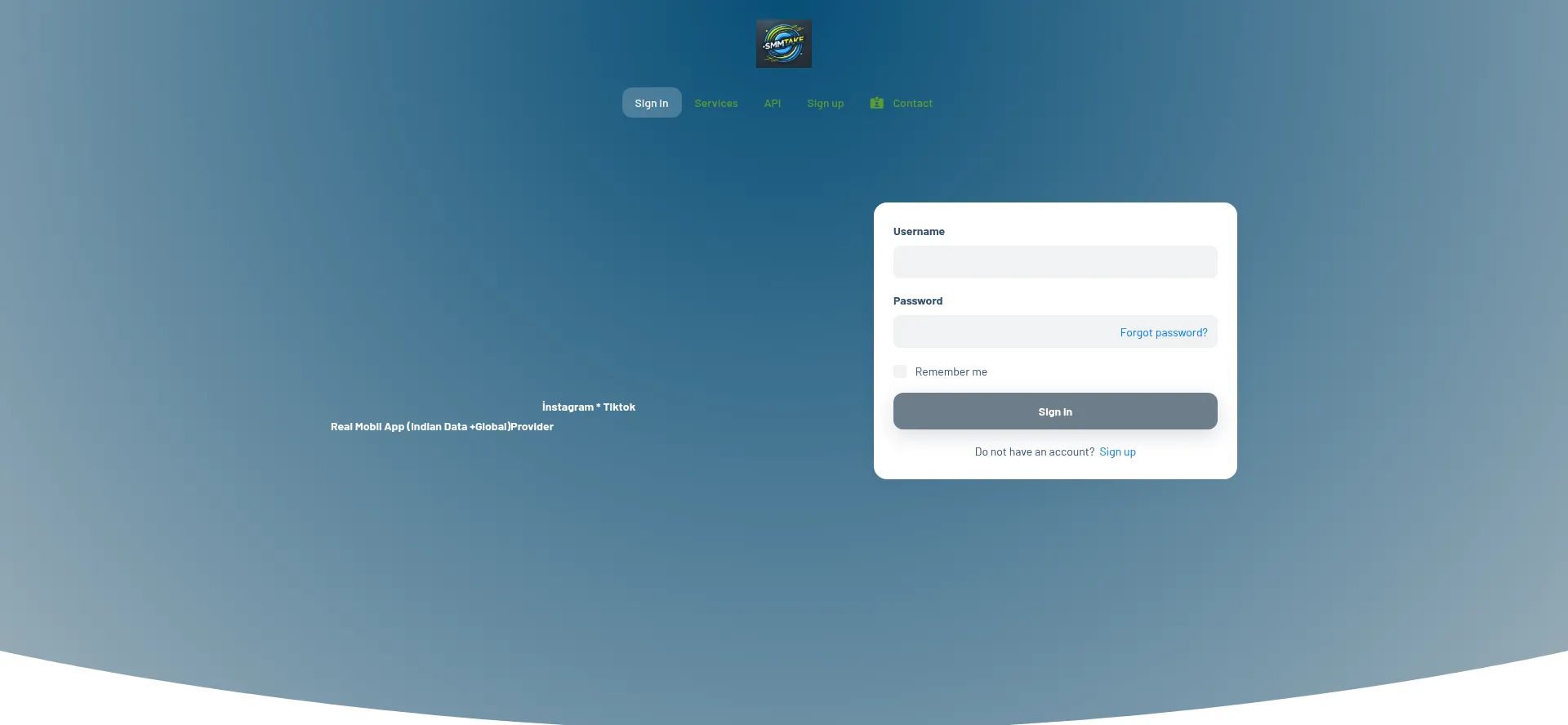 Website screenshot of Smmtake.com